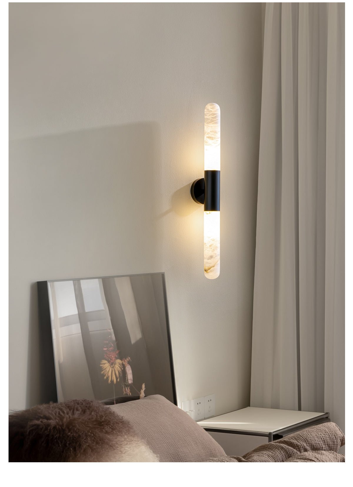 Evtalos Cylinder Alabaster Wall Light - Neutralighting