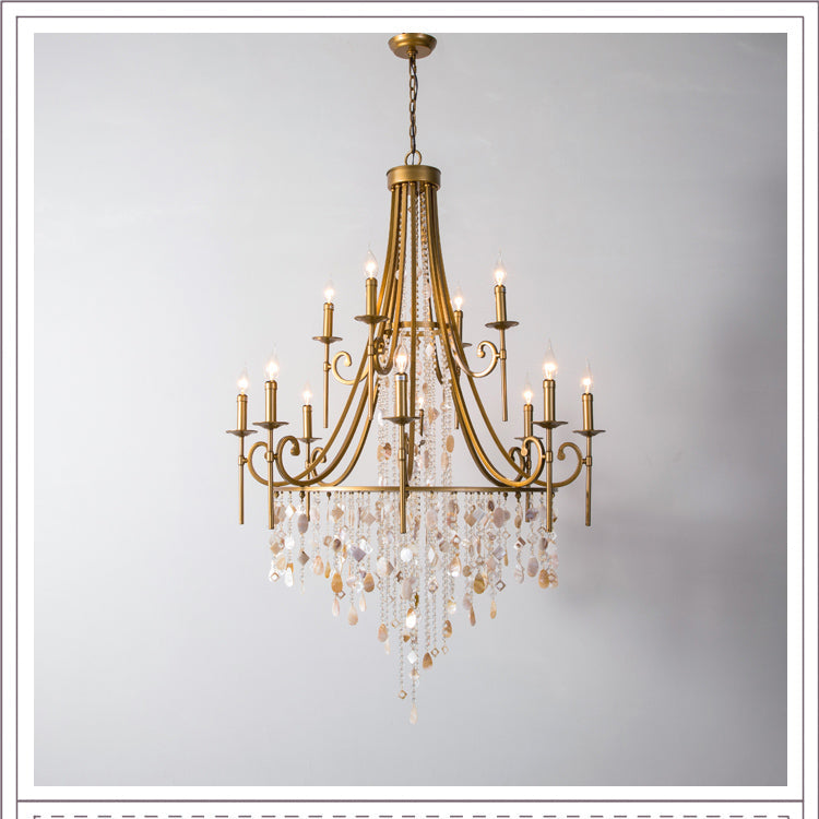 Trove Postmodern Luxury Natural Metal Alabaster Chandelier - Letslighting