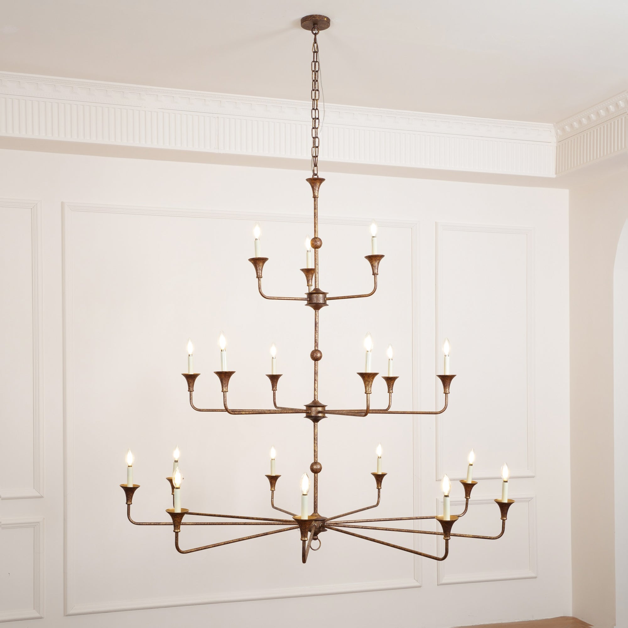 Wisp Großer Vintage-Kronleuchter im Industriestil in Bronze-Letslighting
