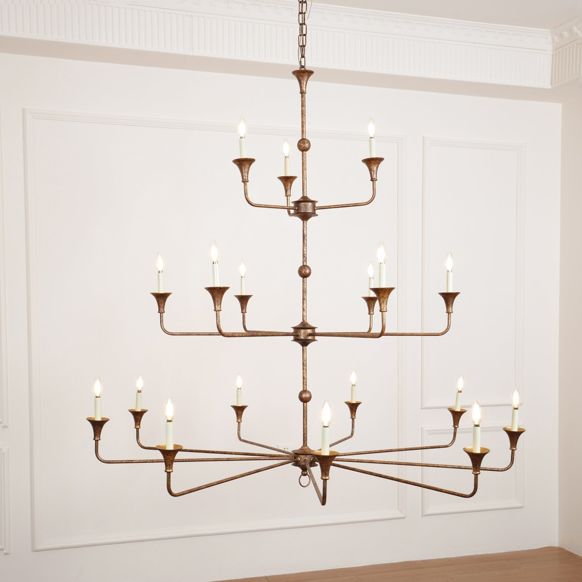 Wisp Großer Vintage-Kronleuchter im Industriestil in Bronze-Letslighting