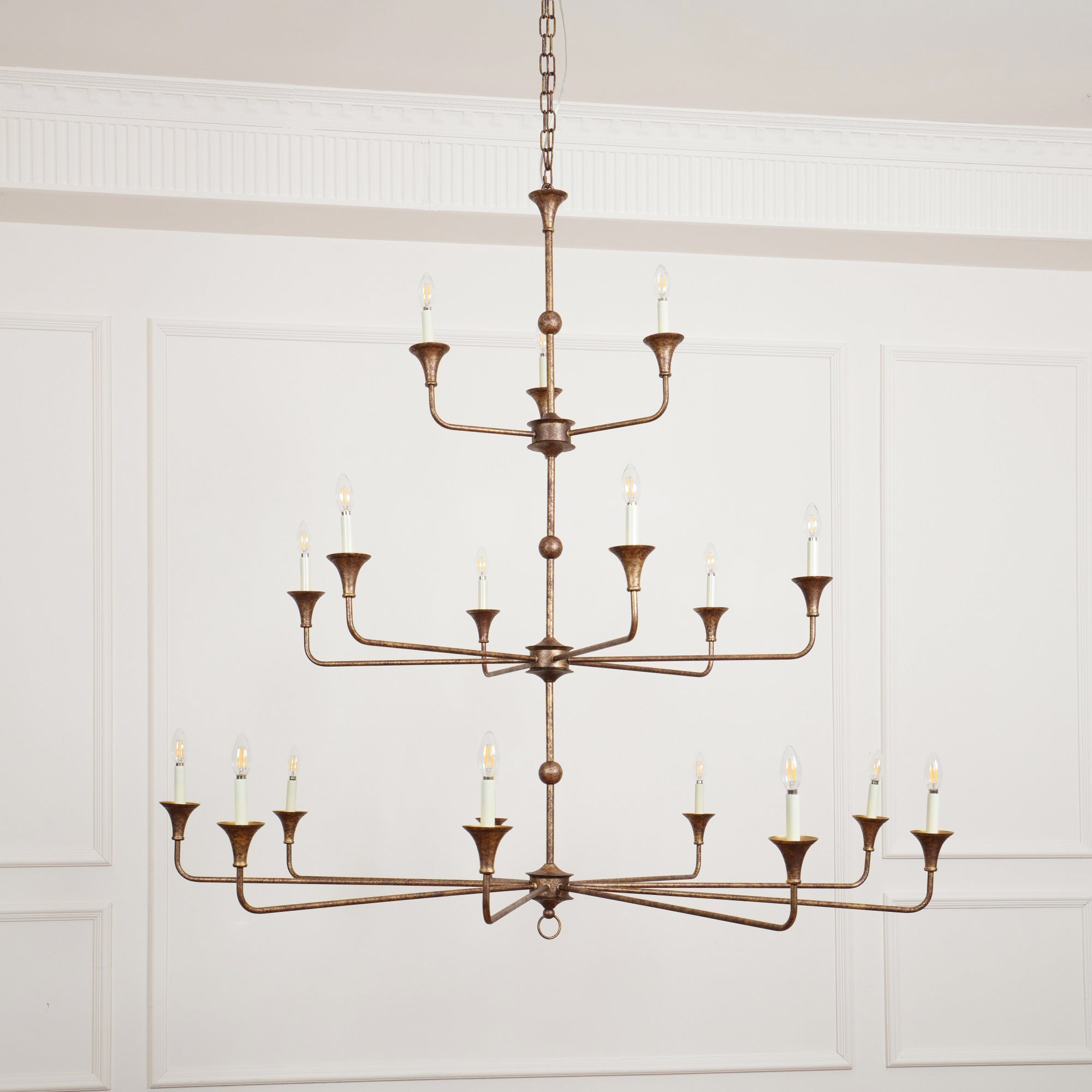 Wisp Großer Vintage-Kronleuchter im Industriestil in Bronze-Letslighting