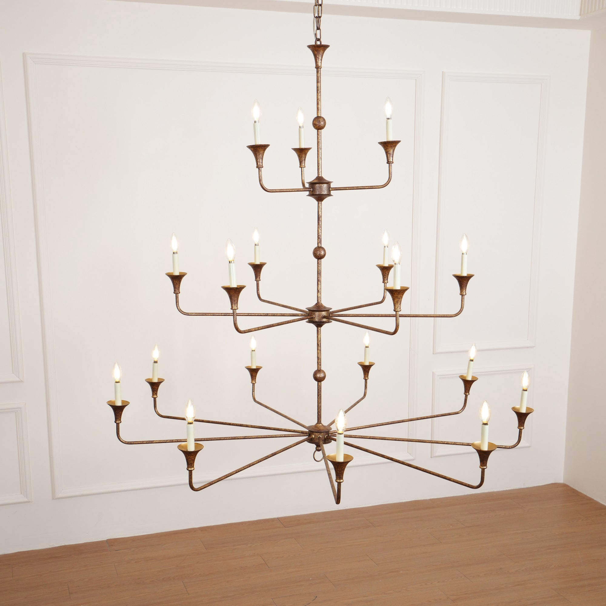 Wisp Großer Vintage-Kronleuchter im Industriestil in Bronze-Letslighting
