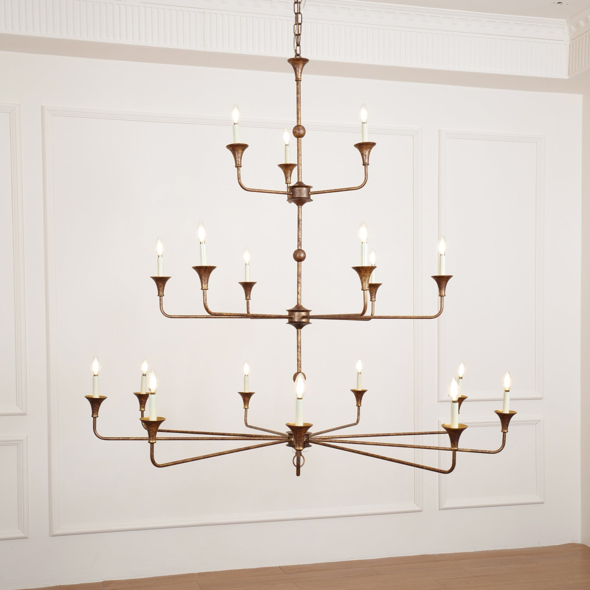 Wisp Großer Vintage-Kronleuchter im Industriestil in Bronze-Letslighting