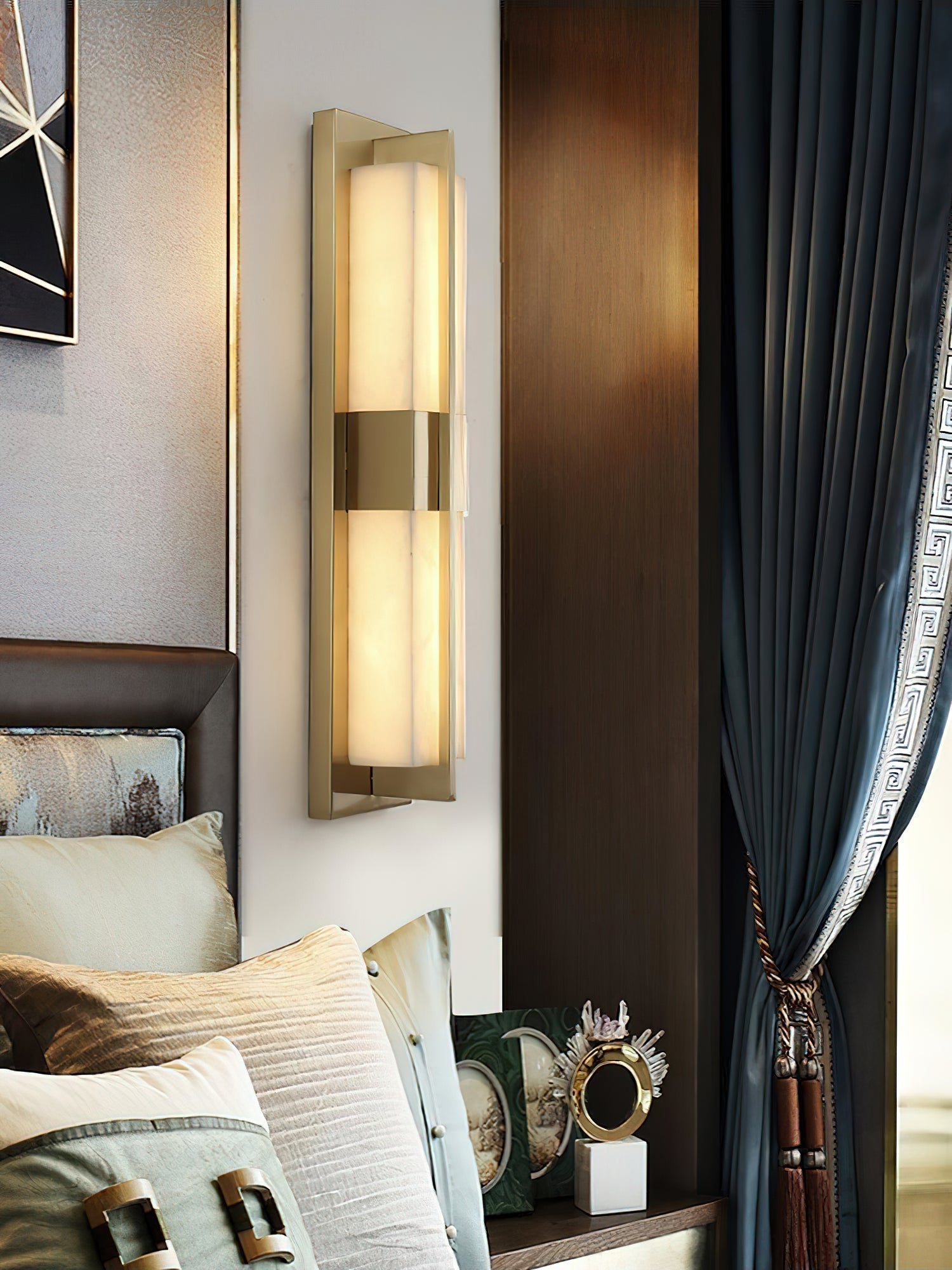 Yale LED Modern Minimalist Brass Alabaster Sconce Wall Lamp - Letslighting