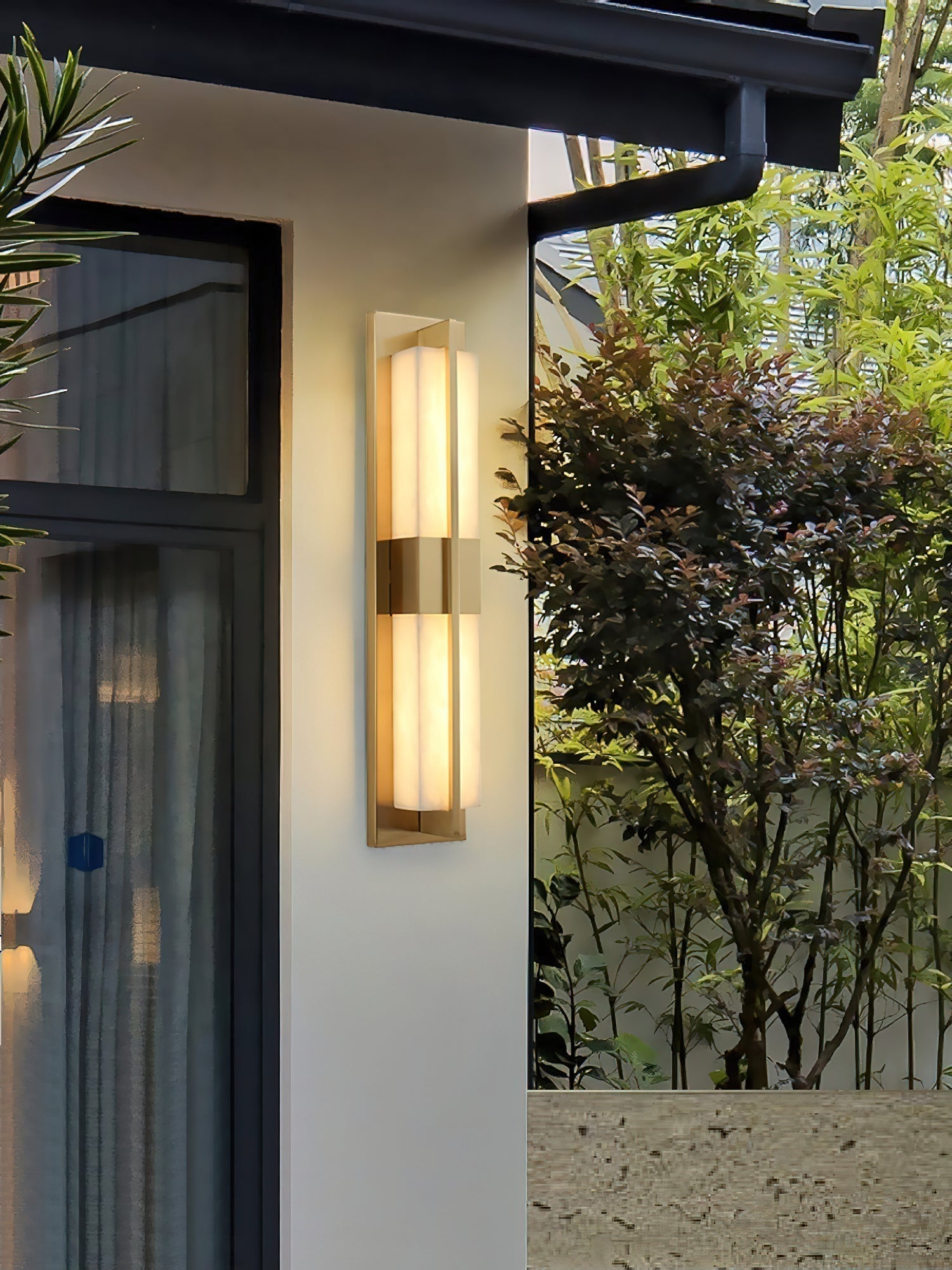 Yale LED Modern Minimalist Brass Alabaster Sconce Wall Lamp - Letslighting