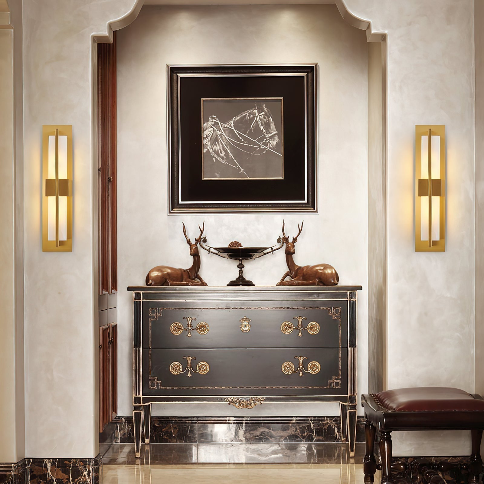 Yale LED Modern Minimalist Brass Alabaster Sconce Wall Lamp - Letslighting