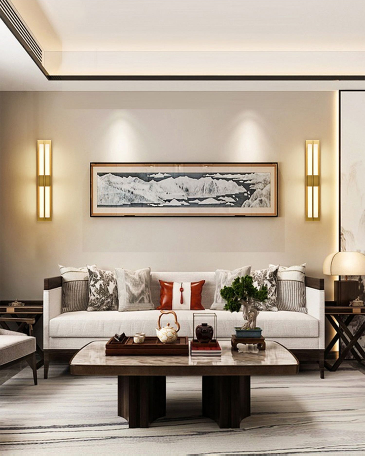 Yale LED Modern Minimalist Brass Alabaster Sconce Wall Lamp - Letslighting