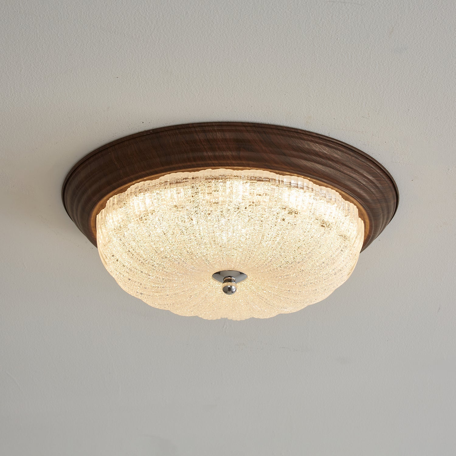 Esorila Premium Elegante Deckenleuchte Nussbaum Glas-Letslighting