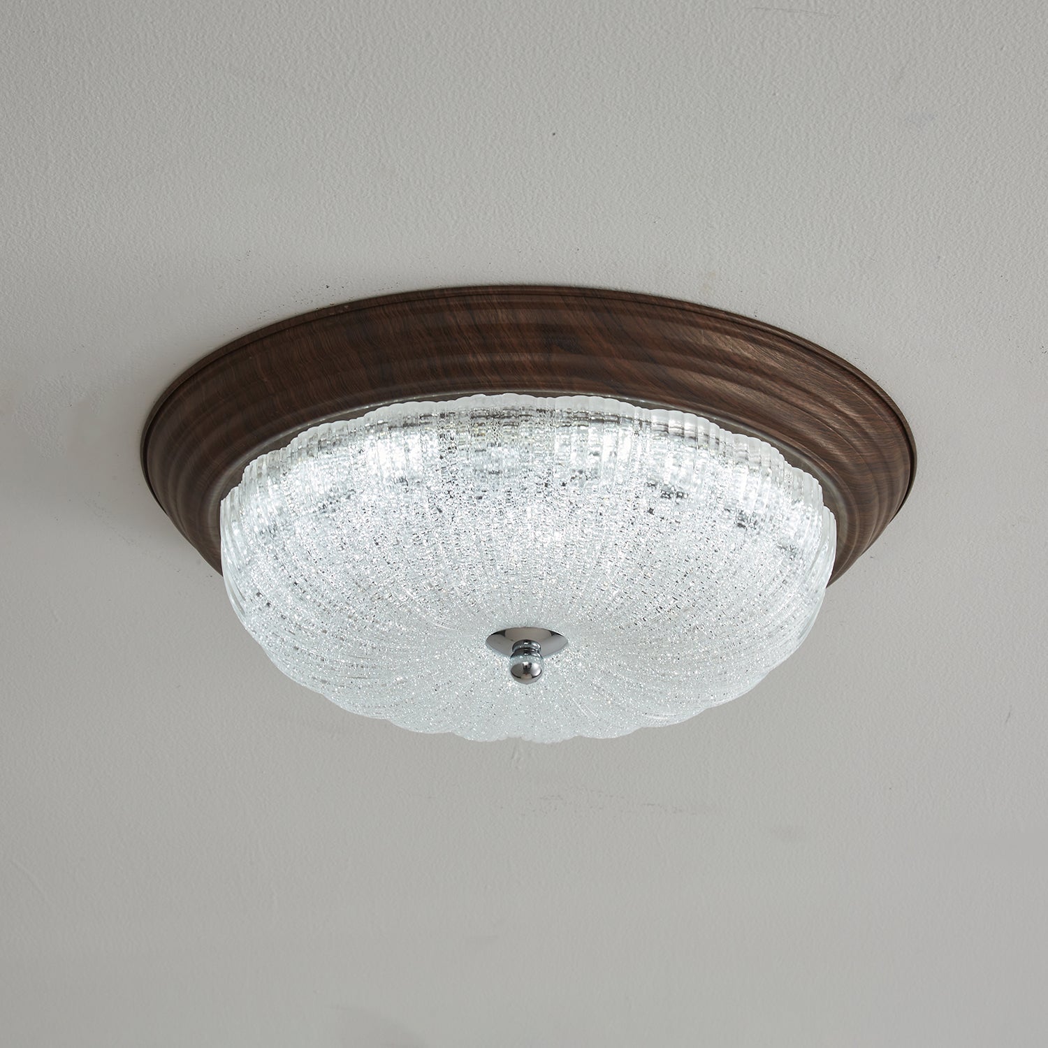 Esorila Premium Elegante Deckenleuchte Nussbaum Glas-Letslighting