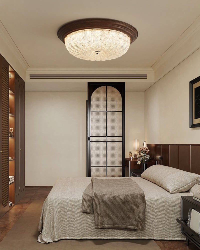 Esorila Premium Elegante Deckenleuchte Nussbaum Glas-Letslighting
