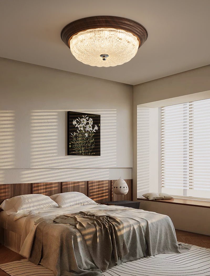 Esorila Premium Elegante Deckenleuchte Nussbaum Glas-Letslighting