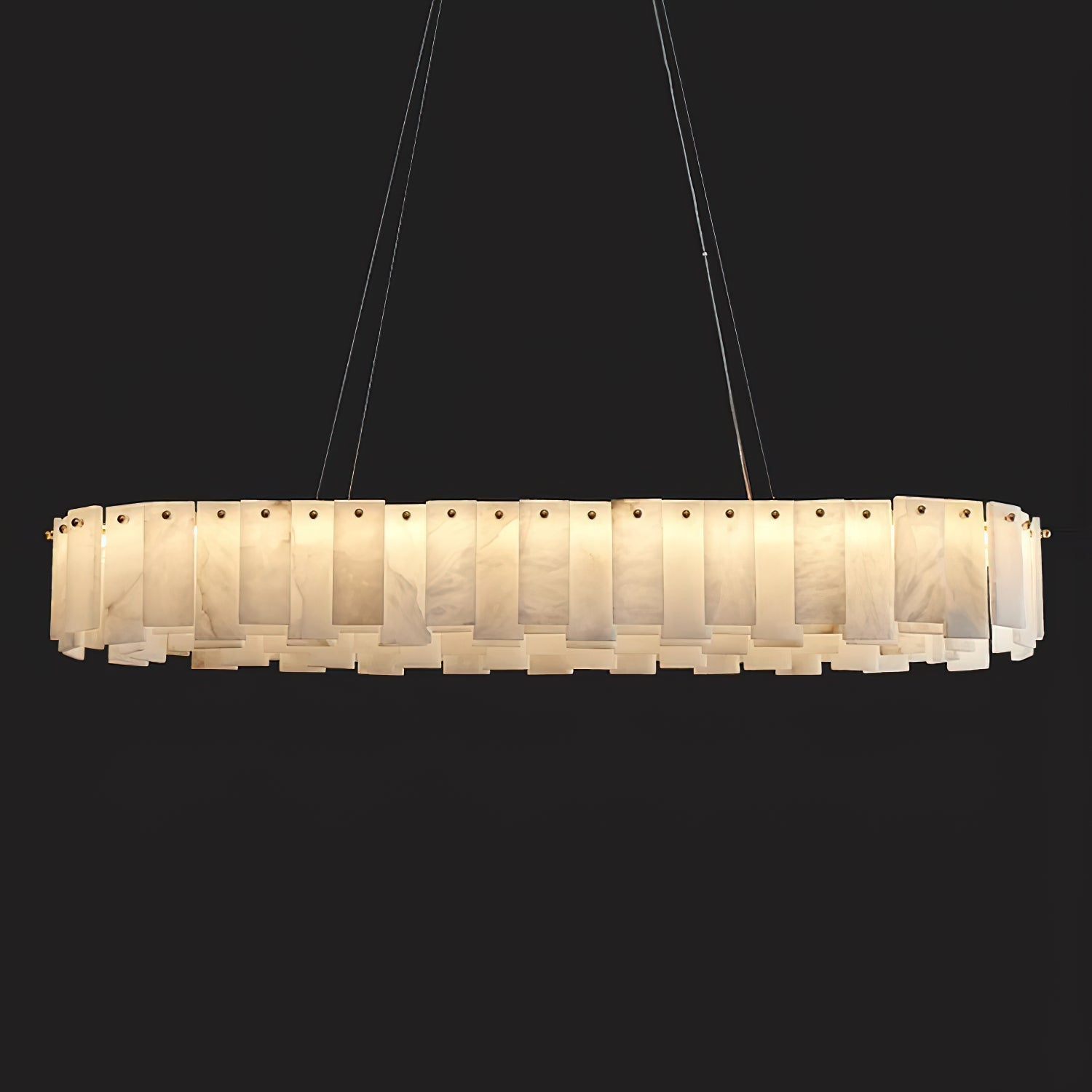 Aero Postmodern Luxury Round Brass Alabaster Chandelier - Letslighting