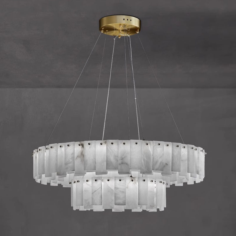 Aero Postmodern Luxury Round Brass Alabaster Chandelier - Letslighting
