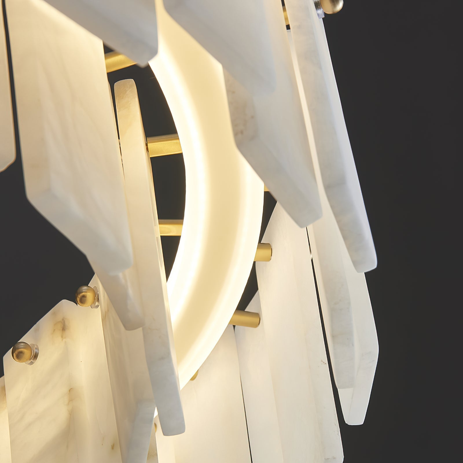 Aero Postmodern Luxury Round Brass Alabaster Chandelier - Letslighting