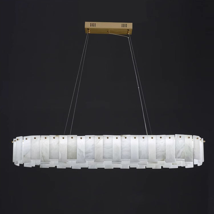Aero Postmodern Luxury Round Brass Alabaster Chandelier - Letslighting