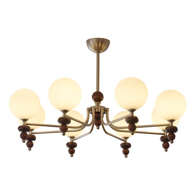 Cemarus Traditioneller Kugel Walnussholz Glas Kronleuchter-Letslighting