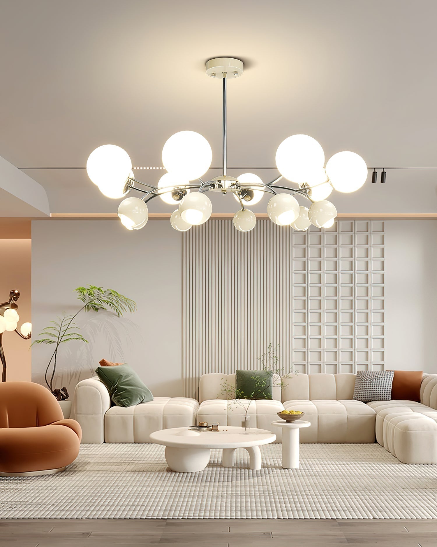 Lustra Kronleuchter Chrome Rot Creme Globus-Letslighting