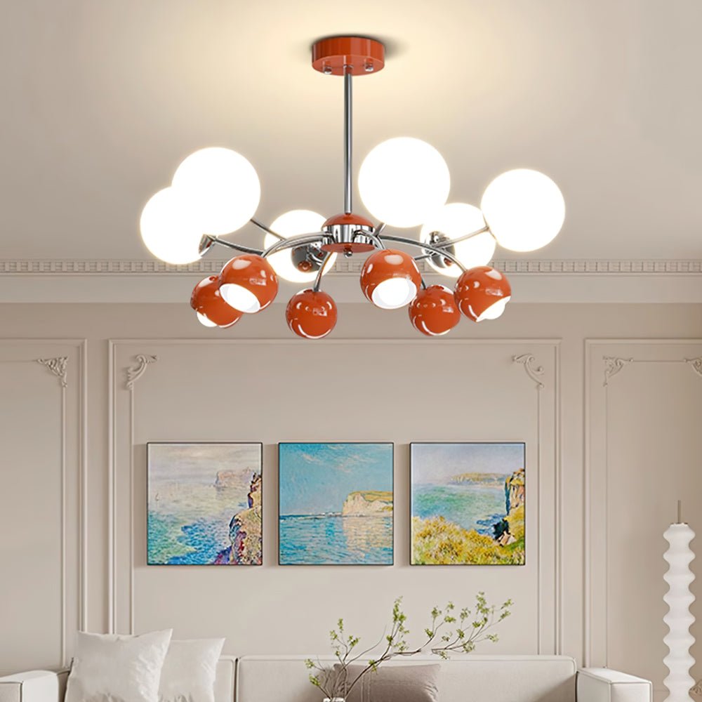 Lustra Kronleuchter Chrome Rot Creme Globus-Letslighting