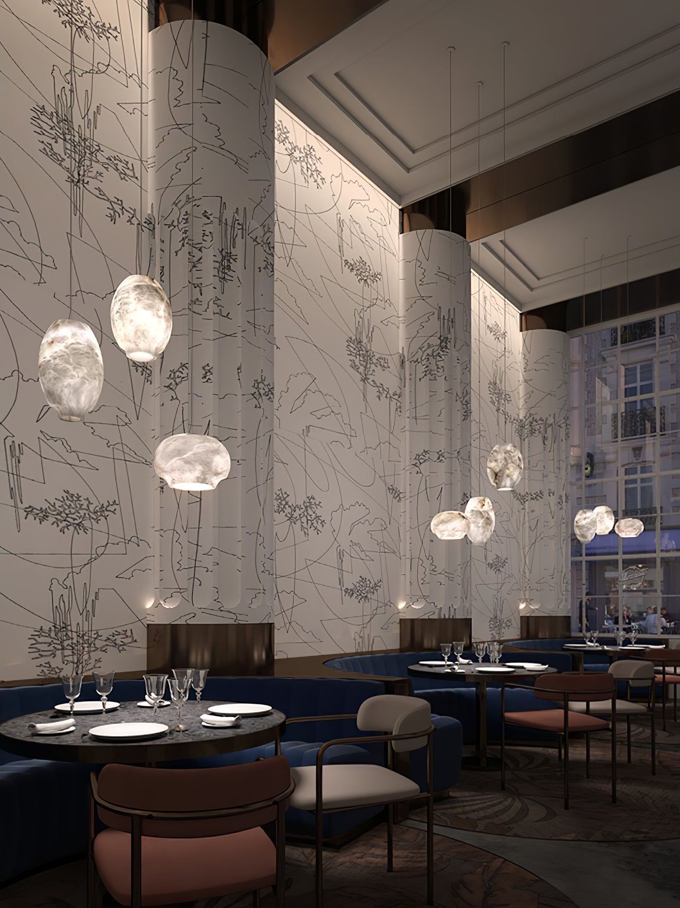 Miroir Modern Minimalist Alabaster Metal Pendant Lamp - Letslighting