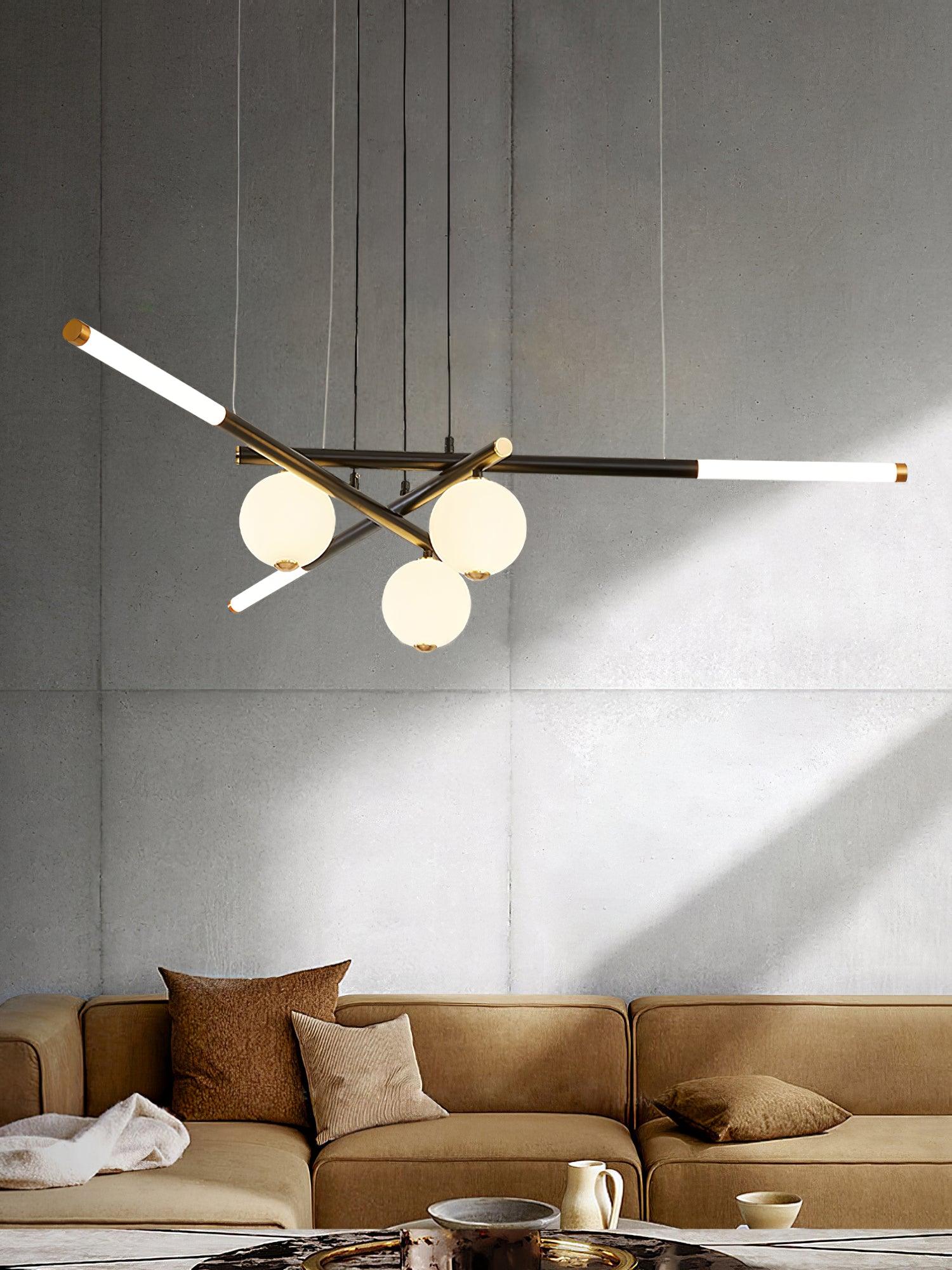 Kronleuchter Schwarz Weiß Stangen Globus Modern-Letslighting