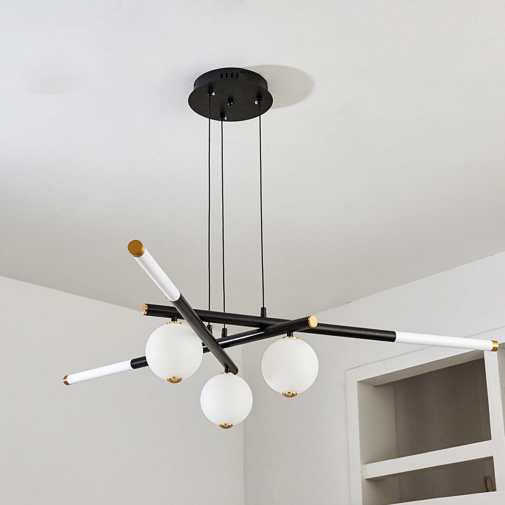 Kronleuchter Schwarz Weiß Stangen Globus Modern-Letslighting