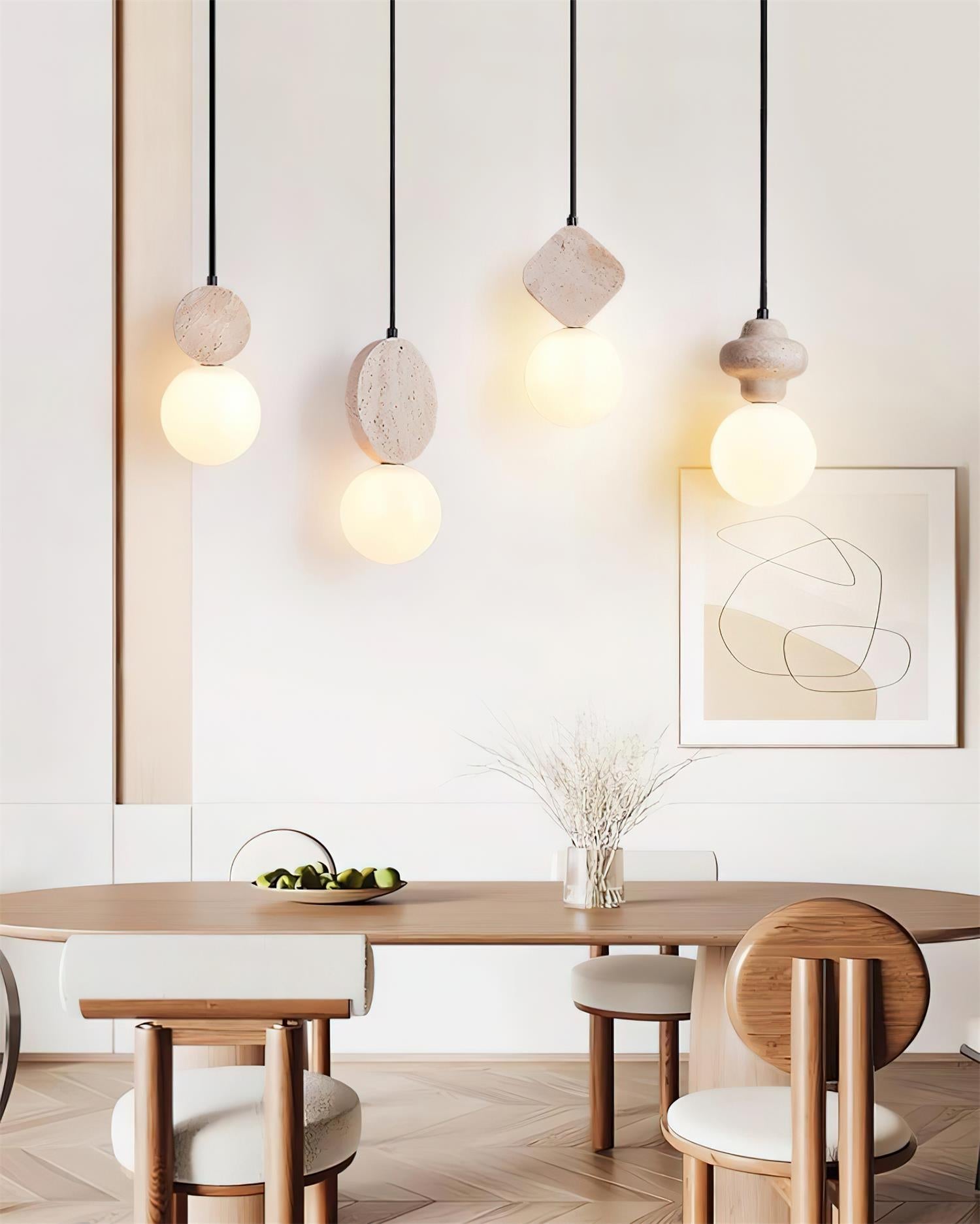 Lunara Travertine Geometric Pendant Light - Letslighting