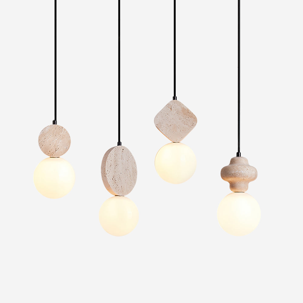 Lunara Travertine Geometric Pendant Light - Letslighting