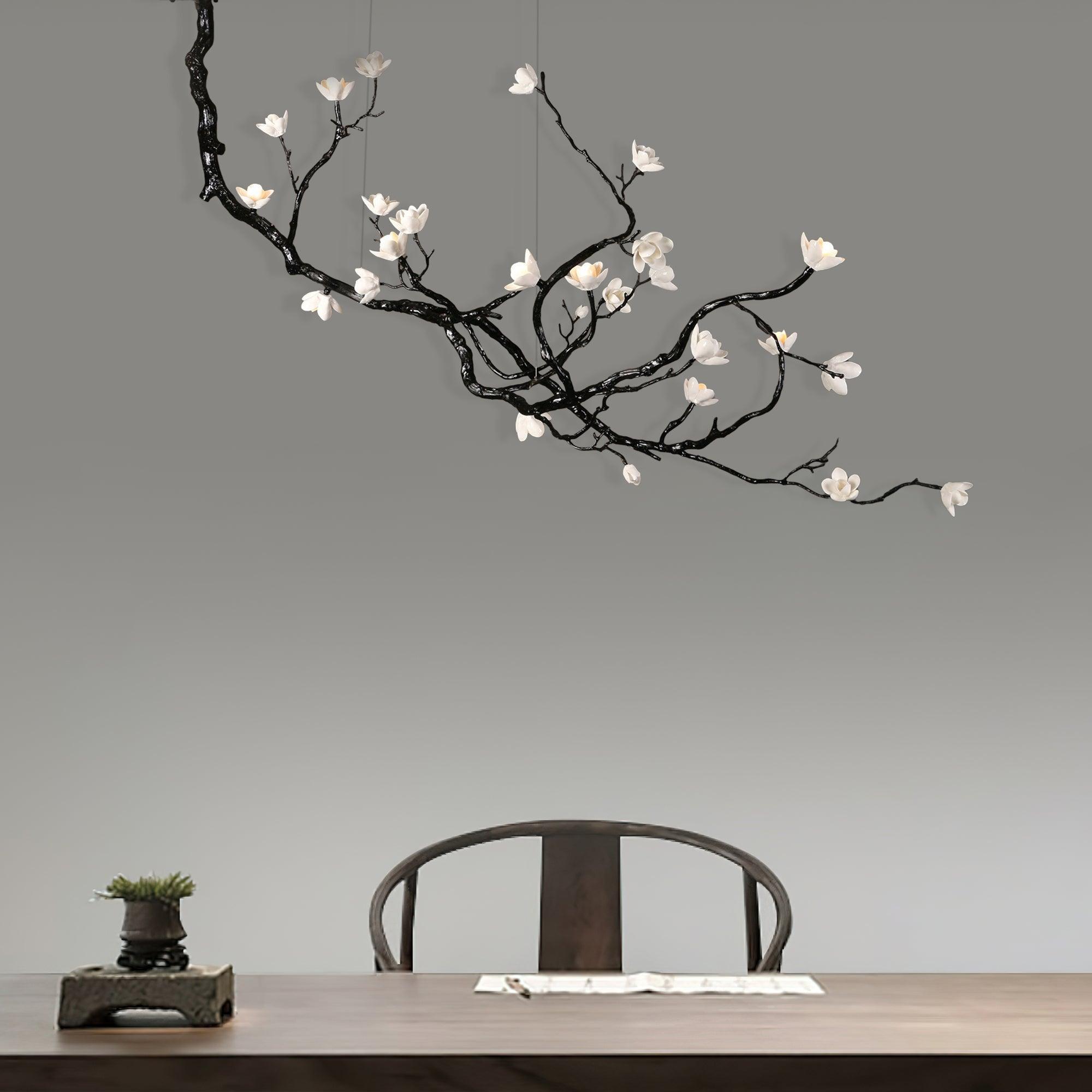 Lustra Kronleuchter Keramik Blume Schwarz Zweig-Letslighting