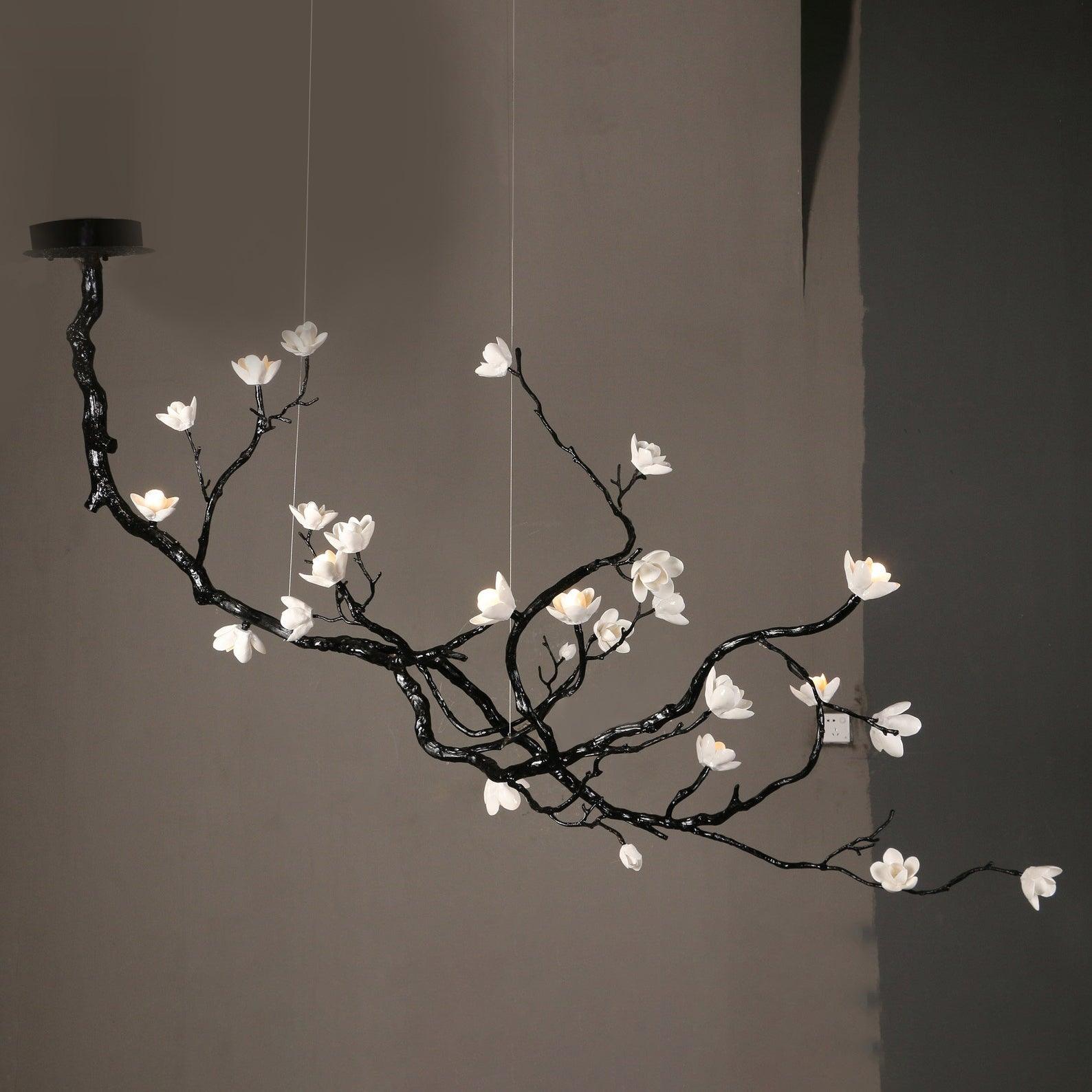 Lustra Kronleuchter Keramik Blume Schwarz Zweig-Letslighting