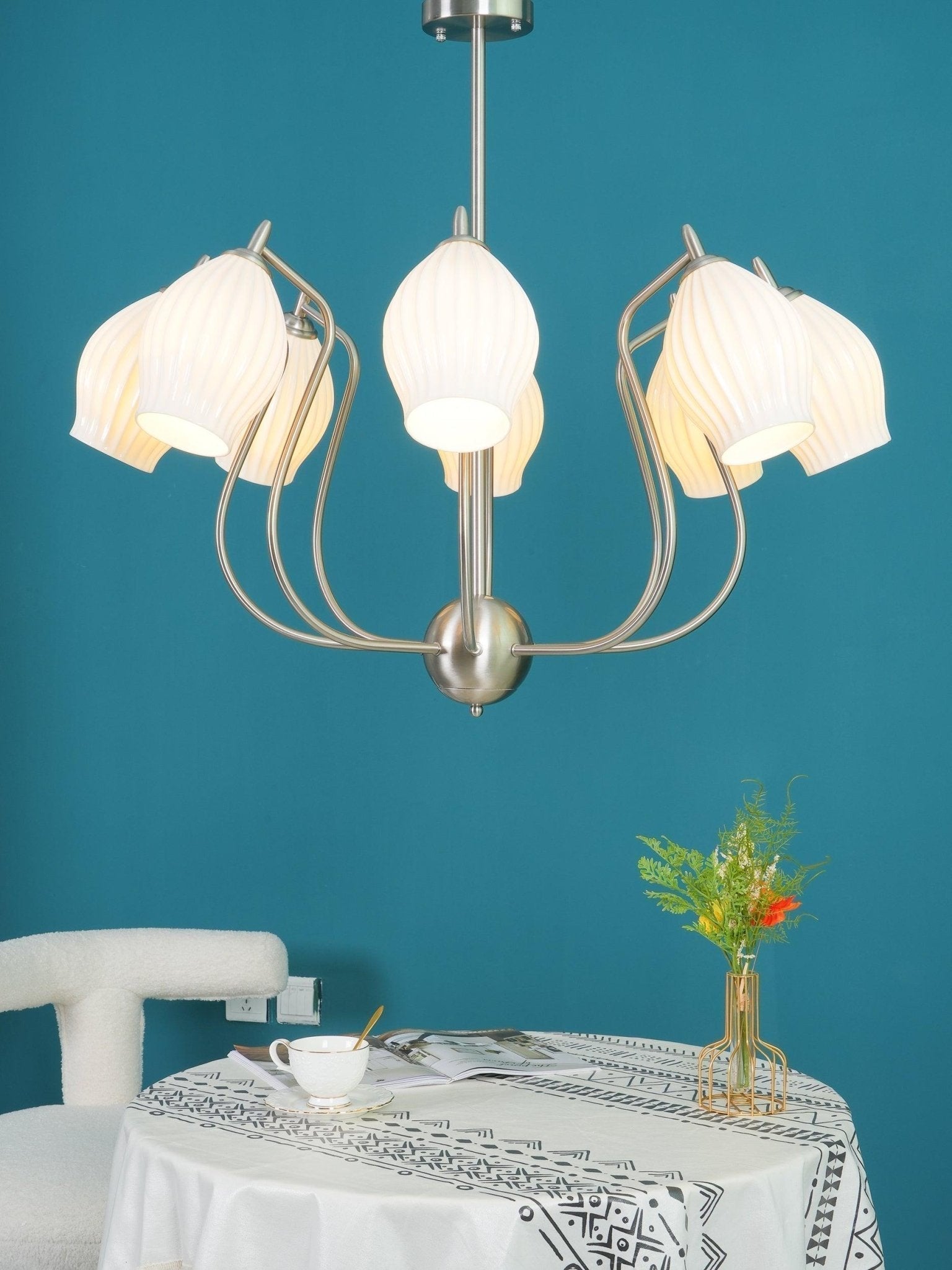 Lustra Keramik-Lüster Rippen Struktur Glas Elegant-Letslighting