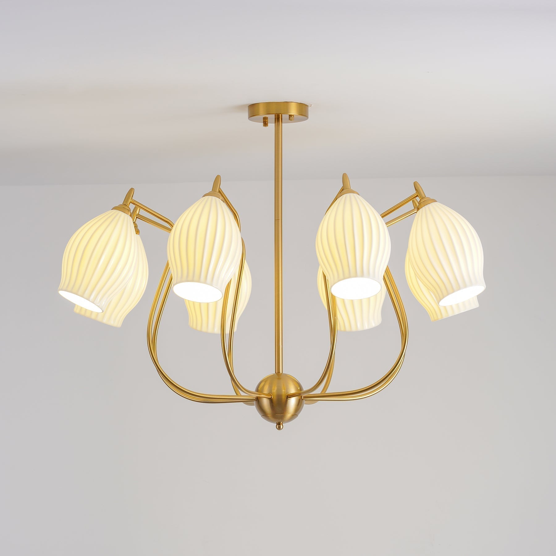 Lustra Keramik-Lüster Rippen Struktur Glas Elegant-Letslighting