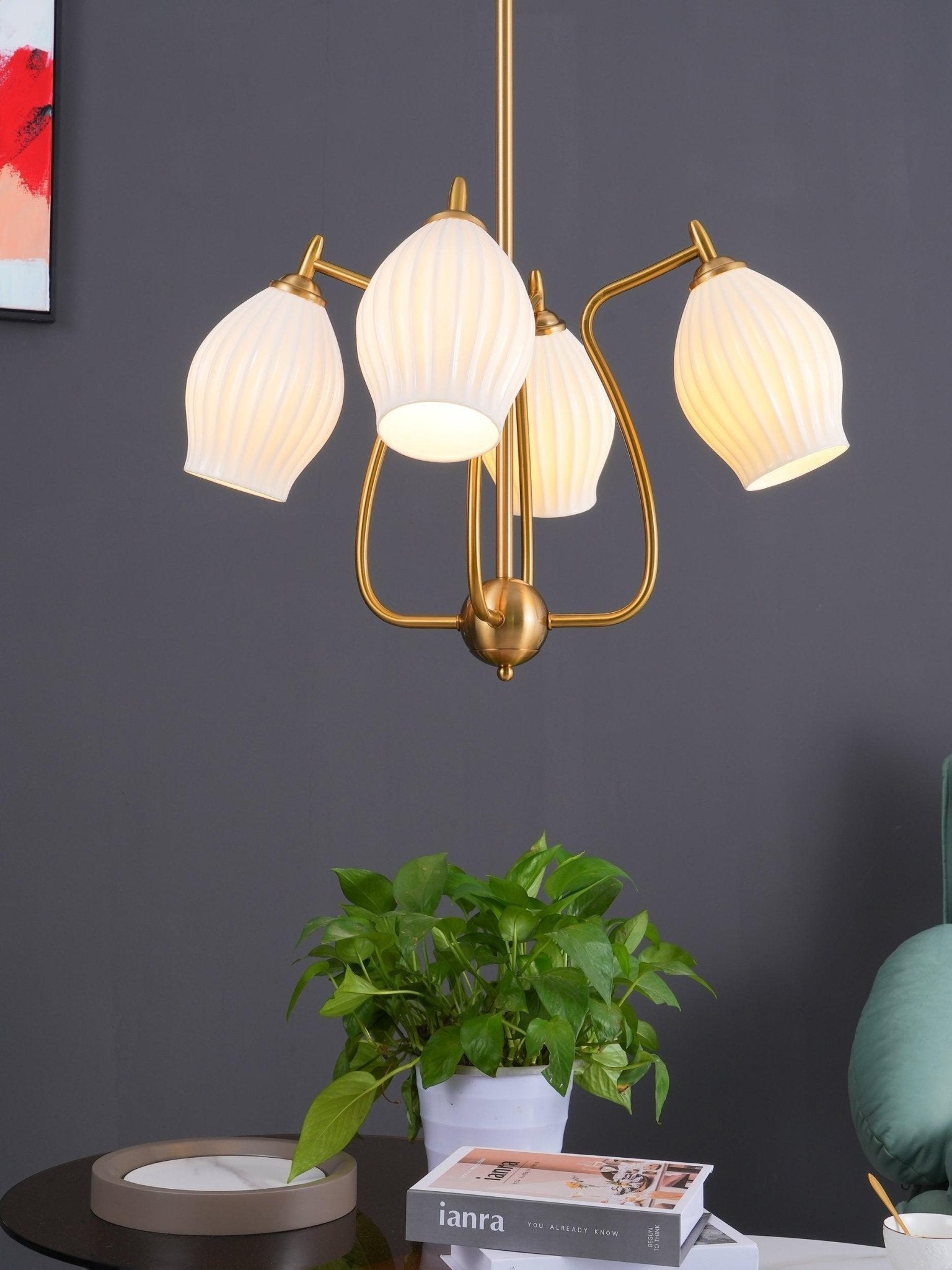 Lustra Keramik-Lüster Rippen Struktur Glas Elegant-Letslighting