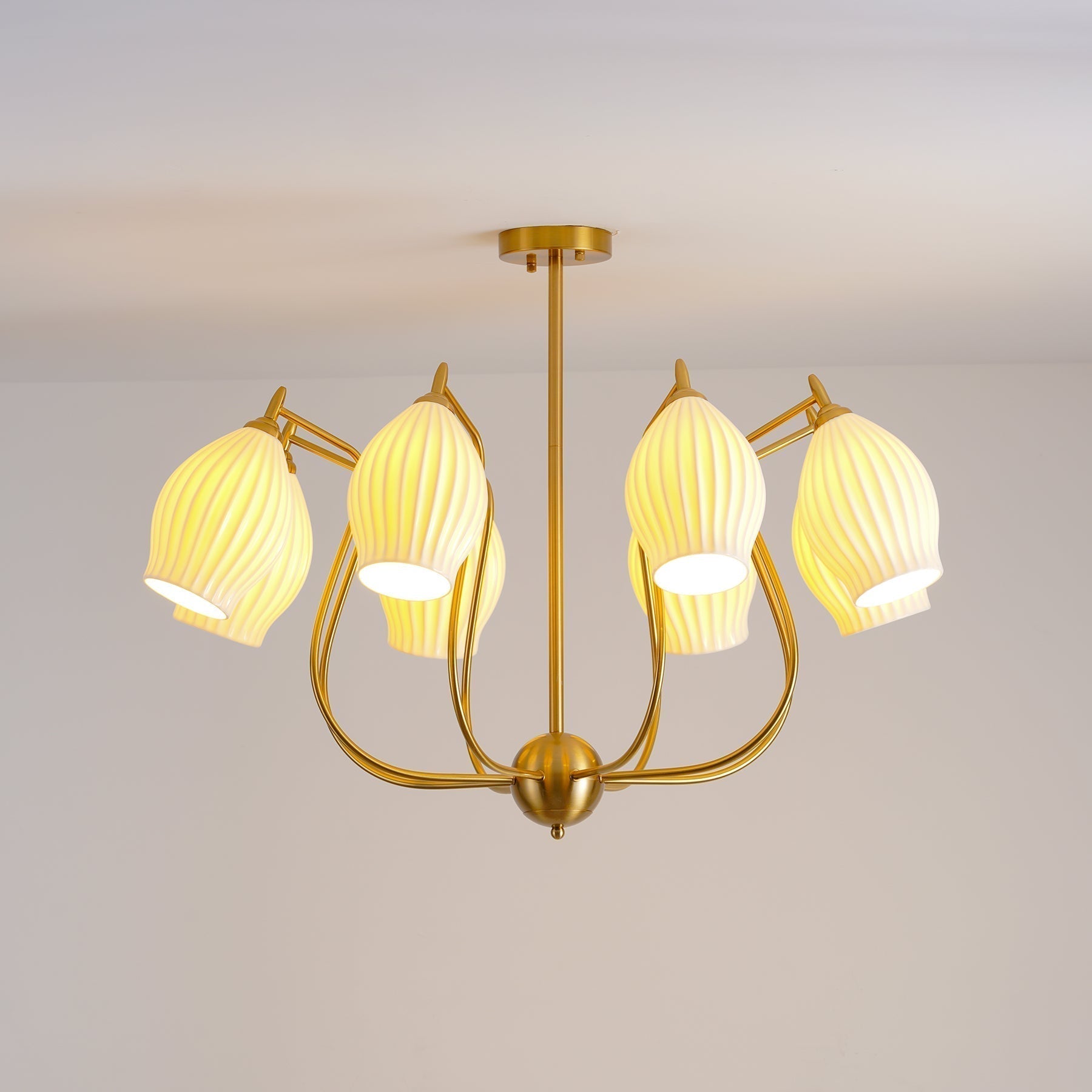 Lustra Keramik-Lüster Rippen Struktur Glas Elegant-Letslighting