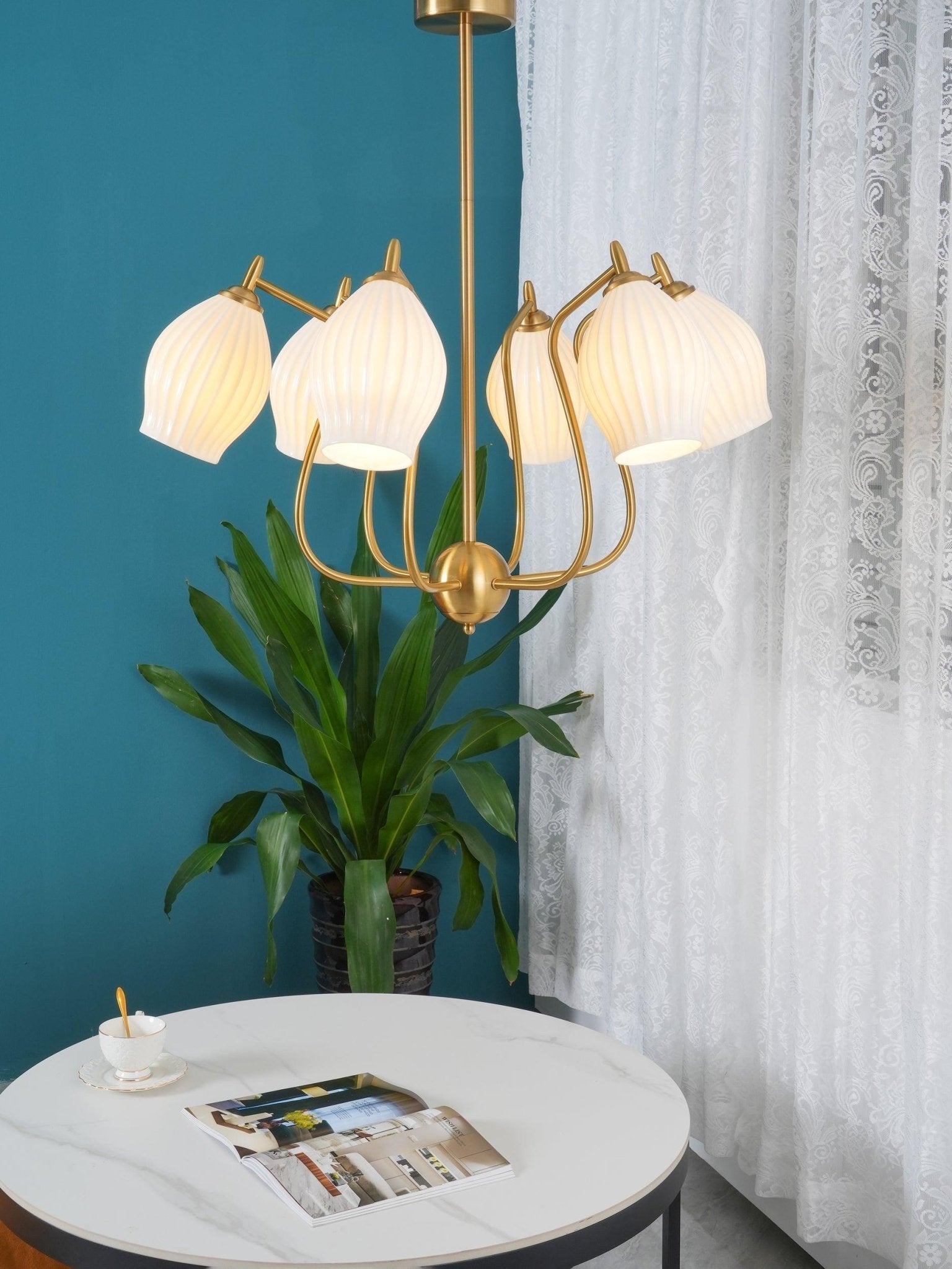 Lustra Keramik-Lüster Rippen Struktur Glas Elegant-Letslighting
