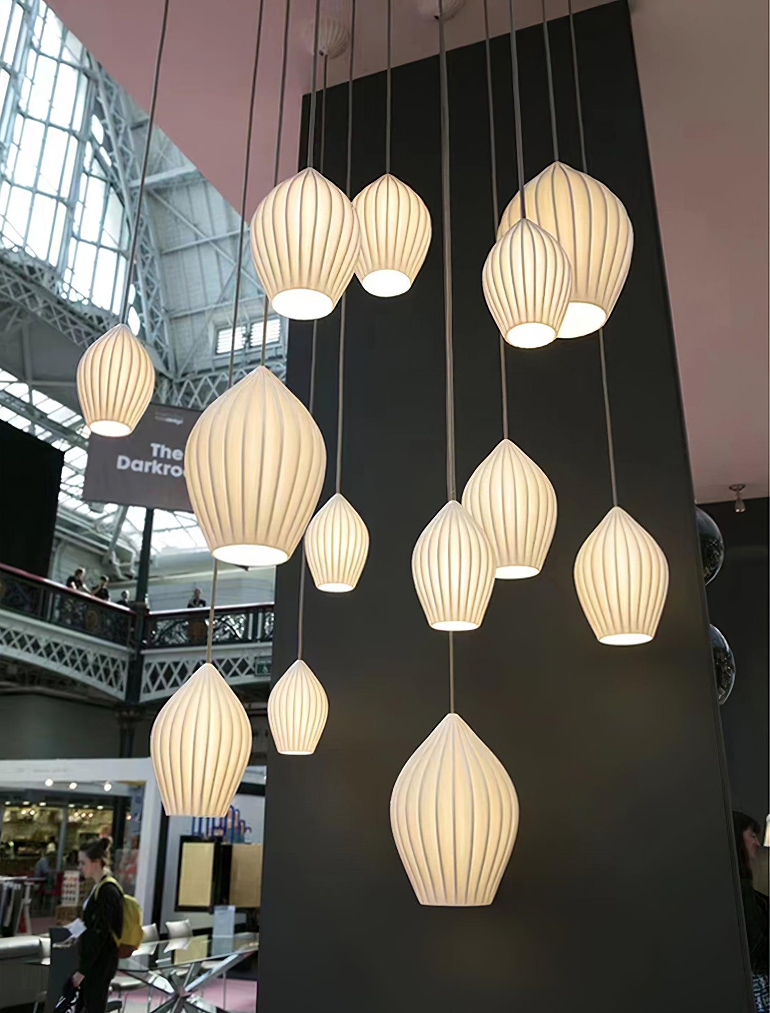 Solara Pendelleuchte Keramik Rippung Bone China Elegant-Letslighting