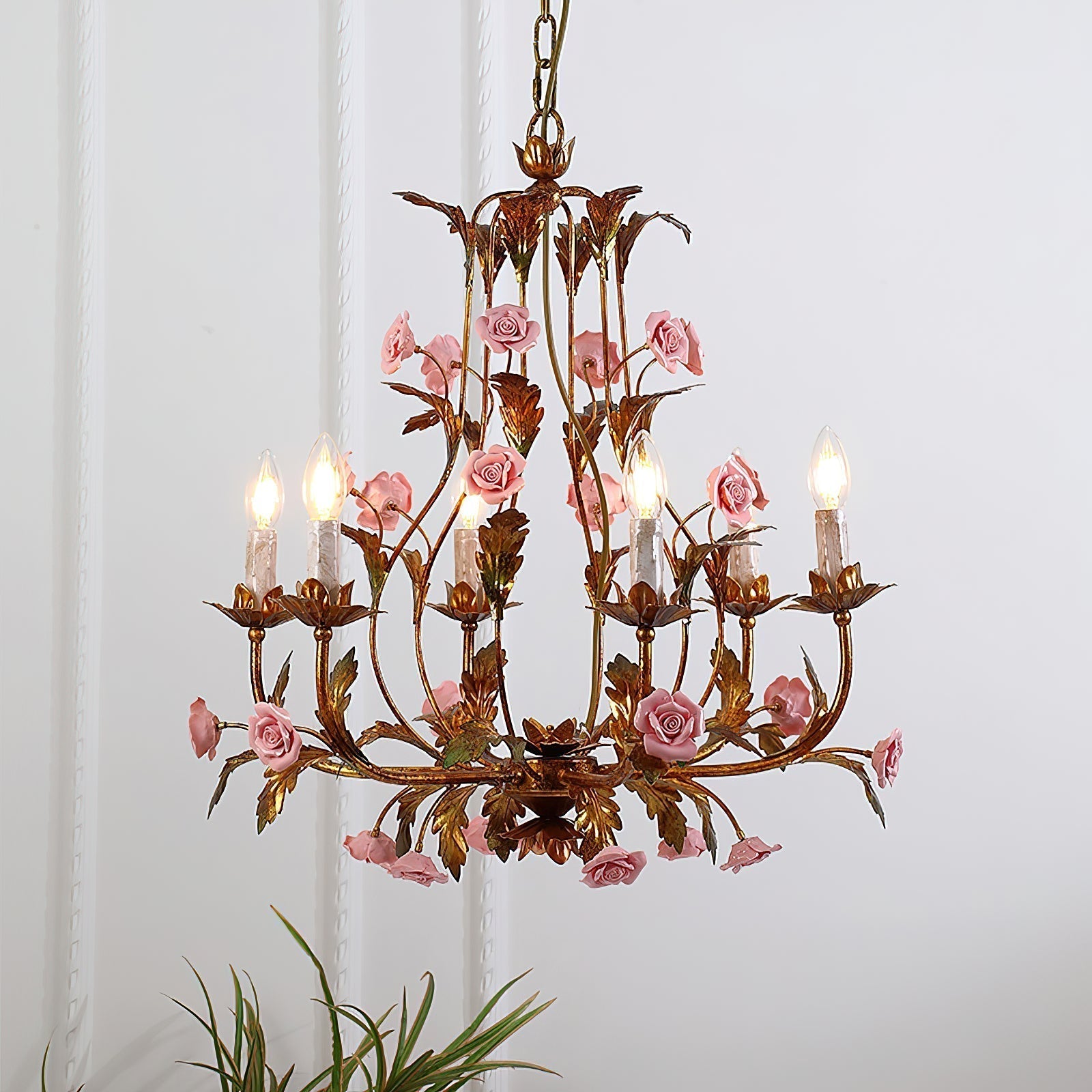 Ember Postmoderner Luxus Rosenblüten Keramik-Kronleuchter-Letslighting