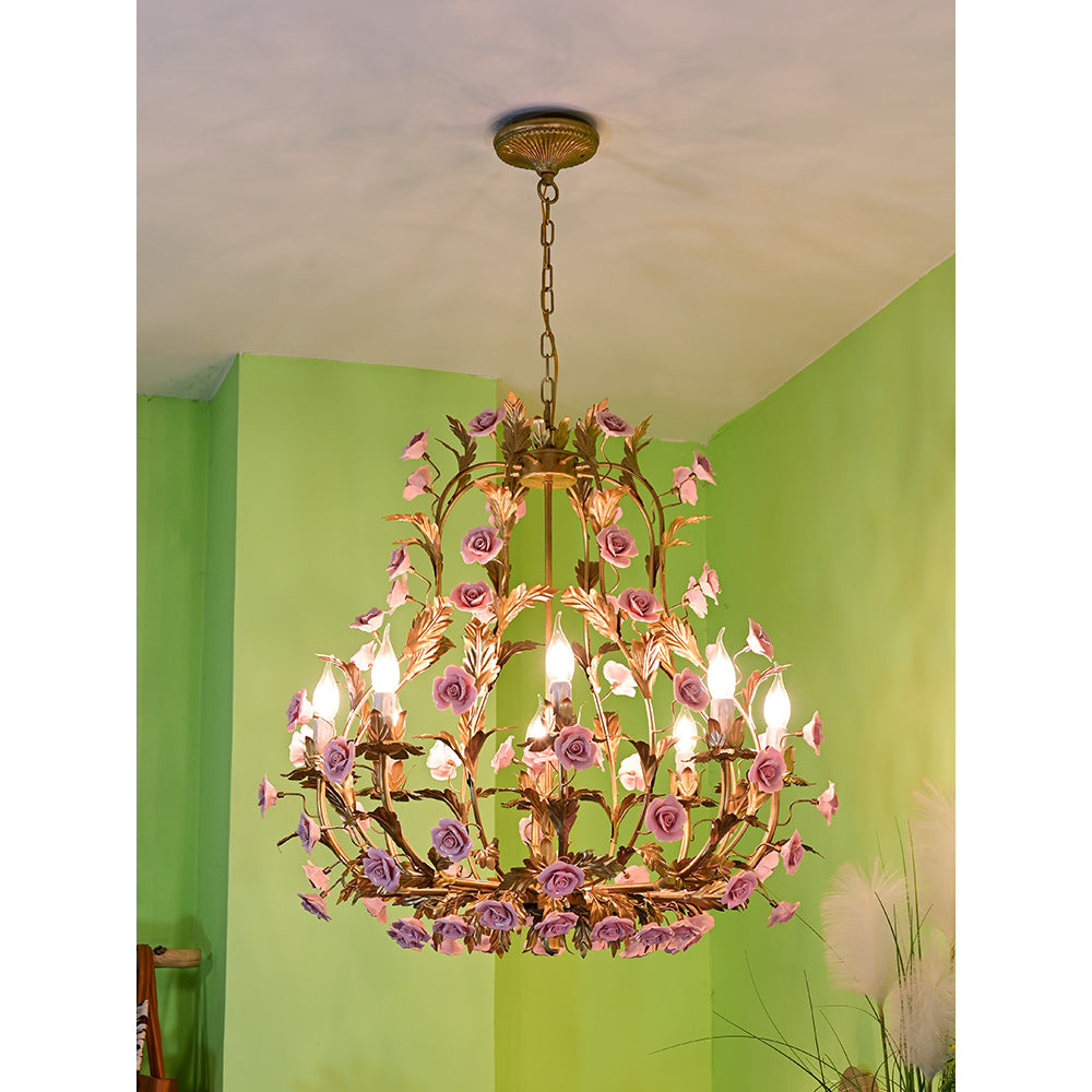 Ember Postmoderner Luxus Rosenblüten Keramik-Kronleuchter-Letslighting