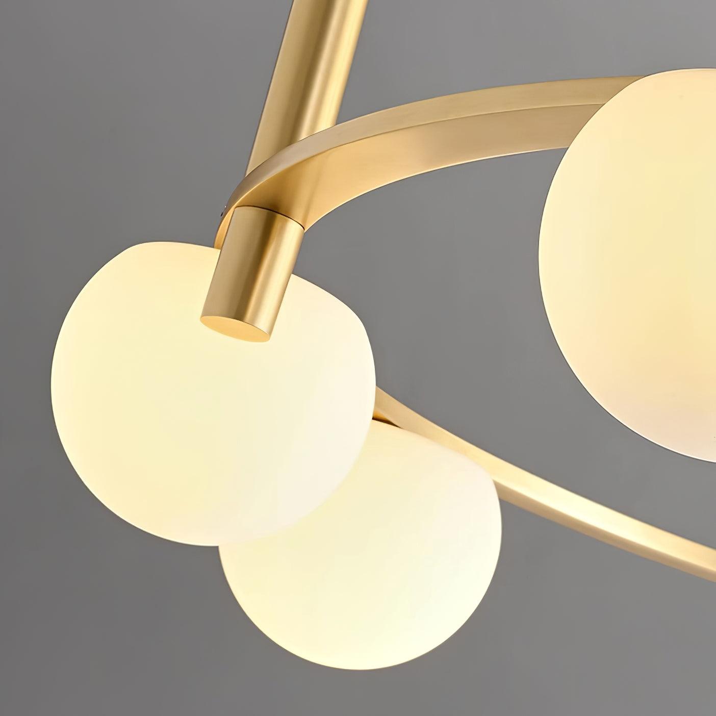 Kronleuchter Glas Globen Metall Ring Gold Finish Modern-Letslighting