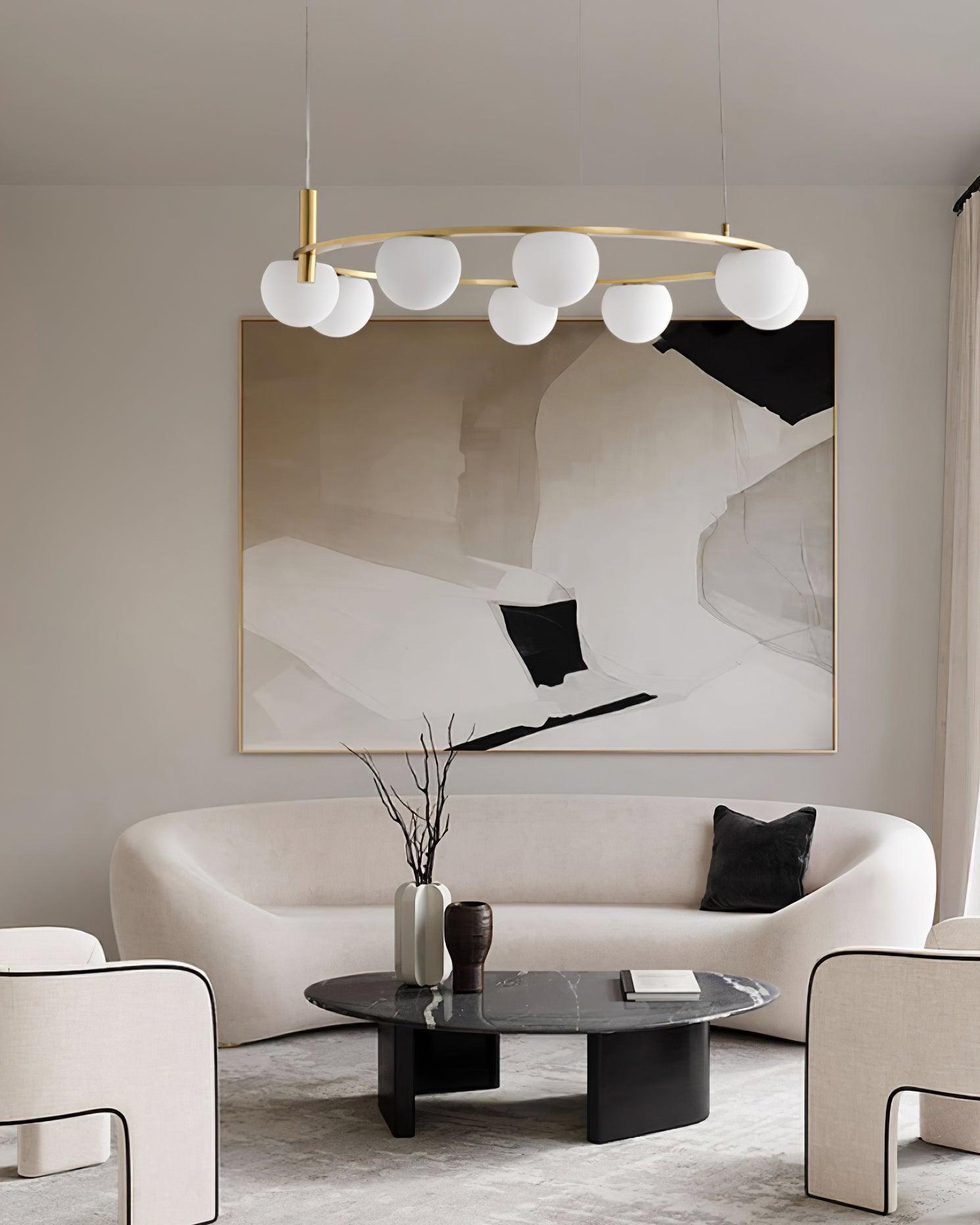 Kronleuchter Glas Globen Metall Ring Gold Finish Modern-Letslighting