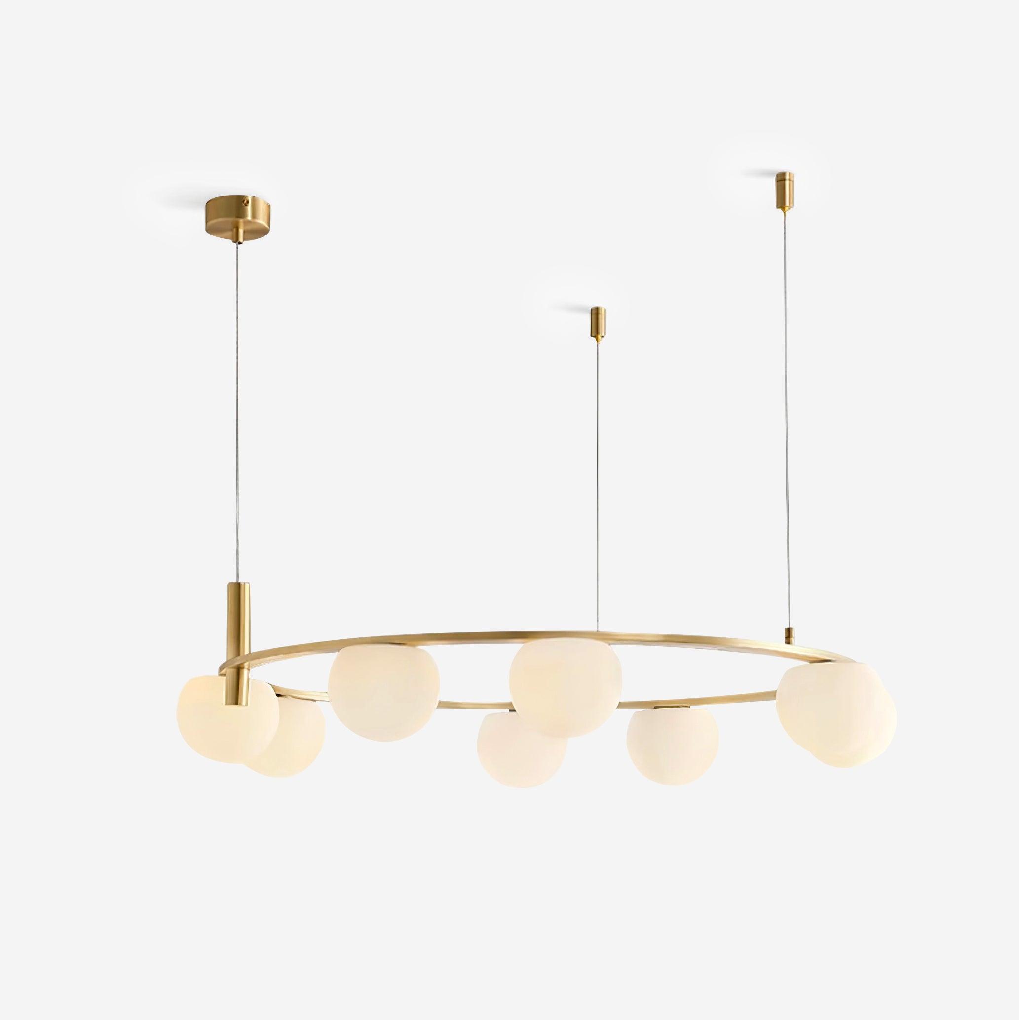 Kronleuchter Glas Globen Metall Ring Gold Finish Modern-Letslighting