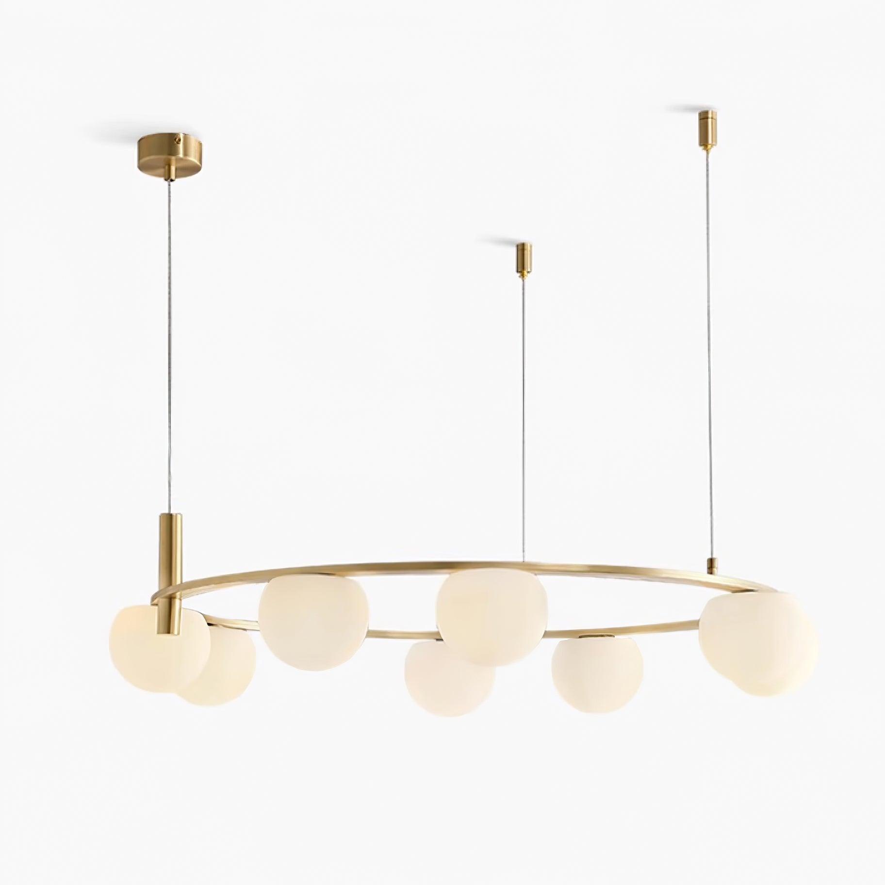 Kronleuchter Glas Globen Metall Ring Gold Finish Modern-Letslighting