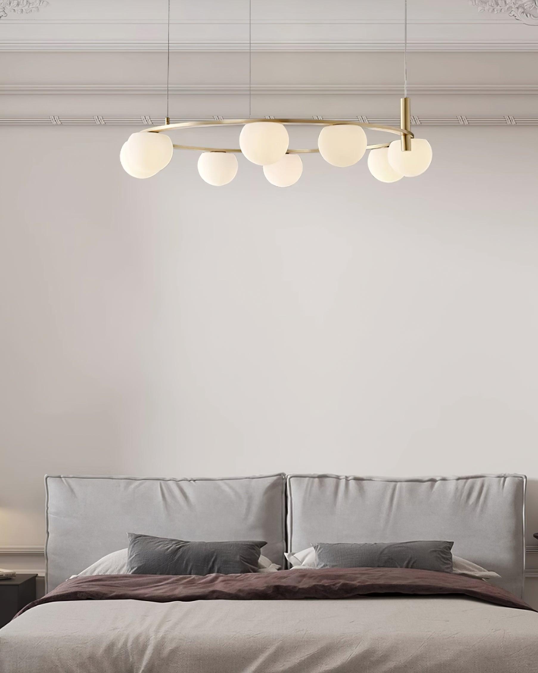 Kronleuchter Glas Globen Metall Ring Gold Finish Modern-Letslighting
