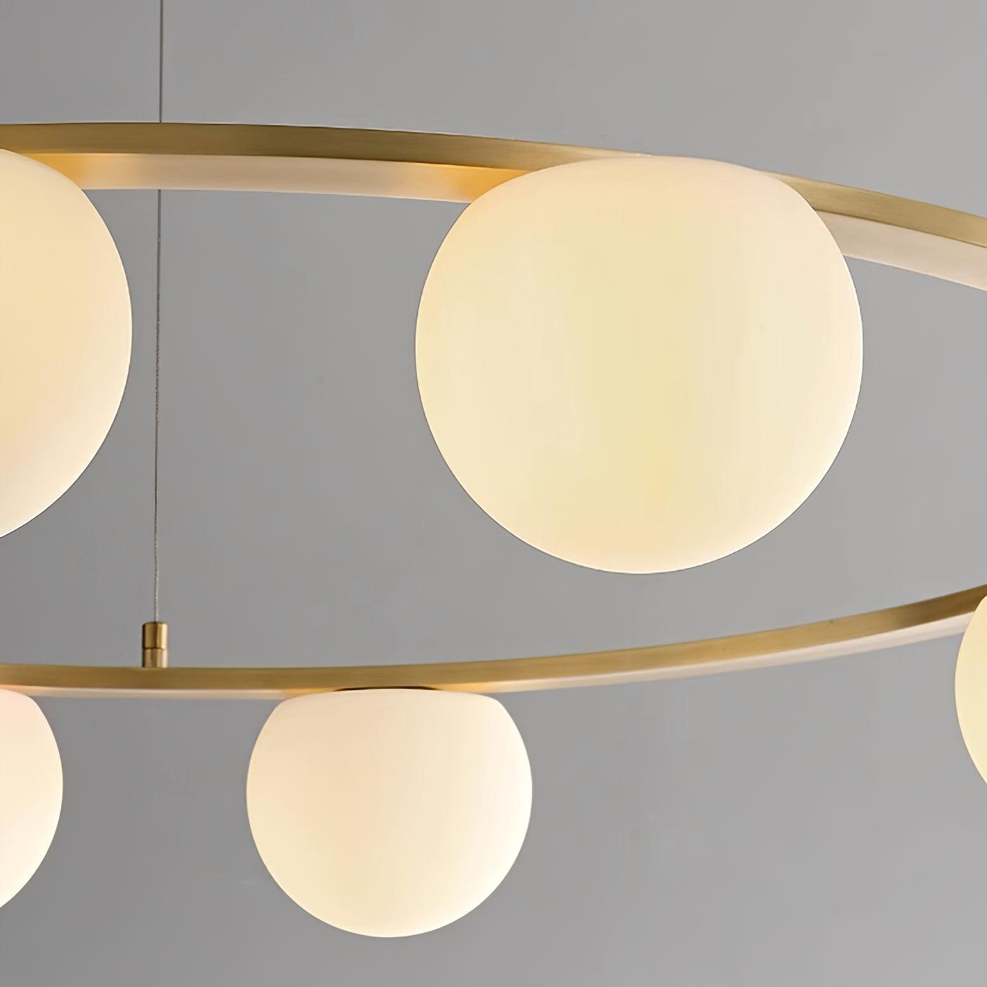 Kronleuchter Glas Globen Metall Ring Gold Finish Modern-Letslighting