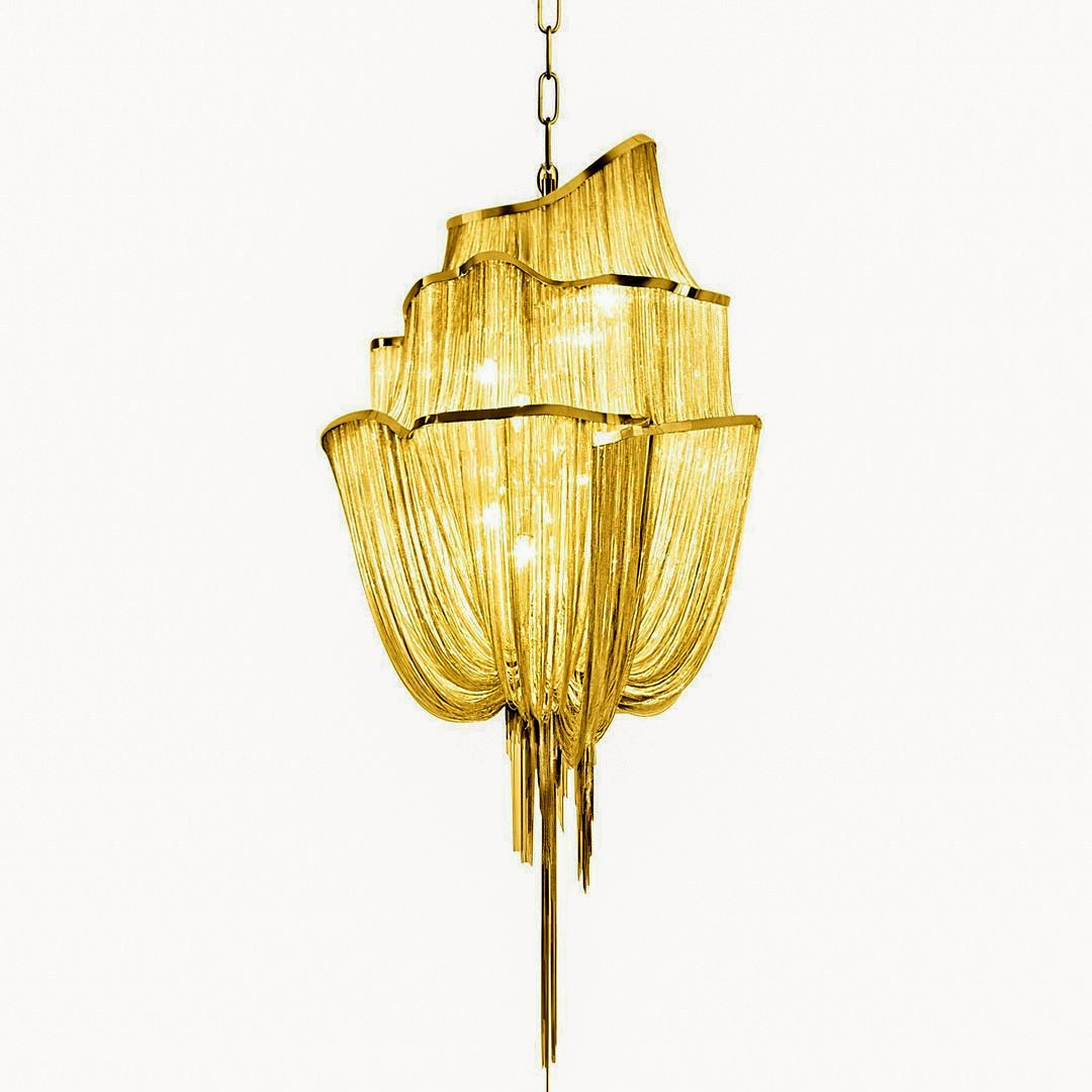 Lustra Kronleuchter Aluminium Ketten Schimmernd Nickel-Letslighting