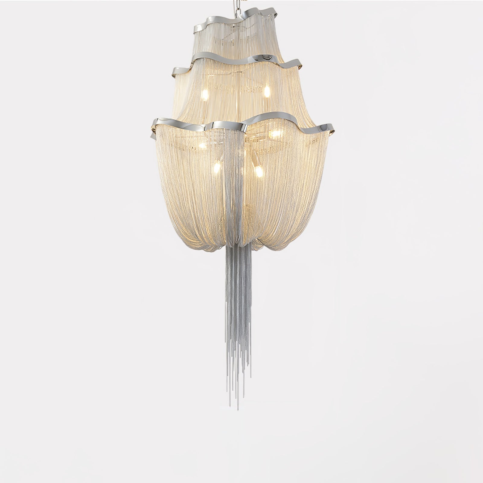 Lustra Kronleuchter Aluminium Ketten Schimmernd Nickel-Letslighting