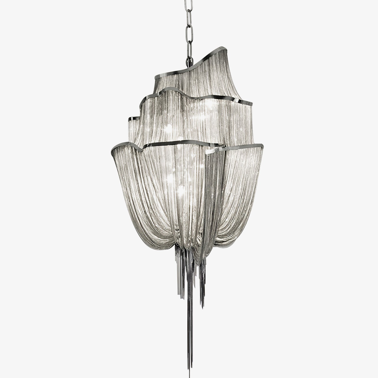 Lustra Kronleuchter Aluminium Ketten Schimmernd Nickel-Letslighting