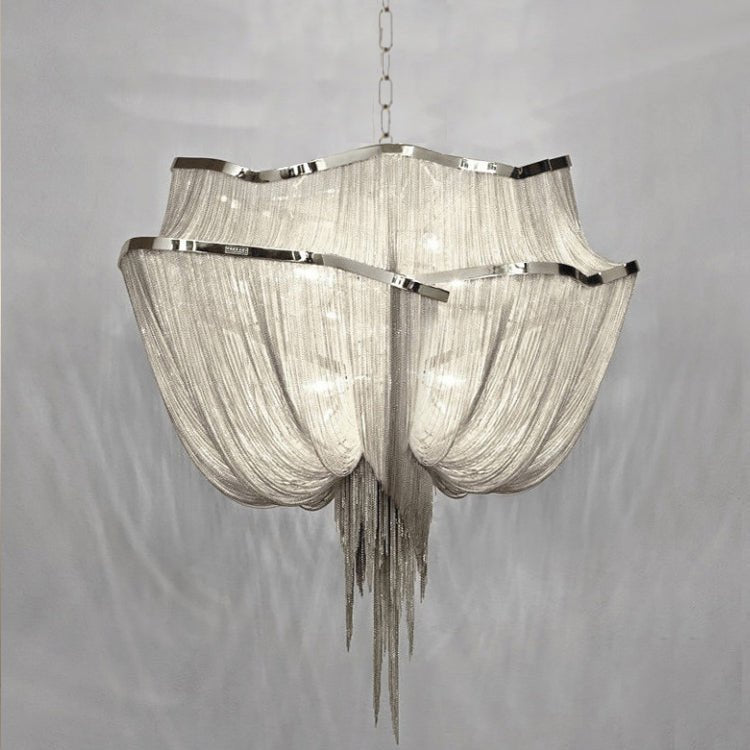 Lustra Kronleuchter Aluminium Ketten Schimmernd Nickel-Letslighting