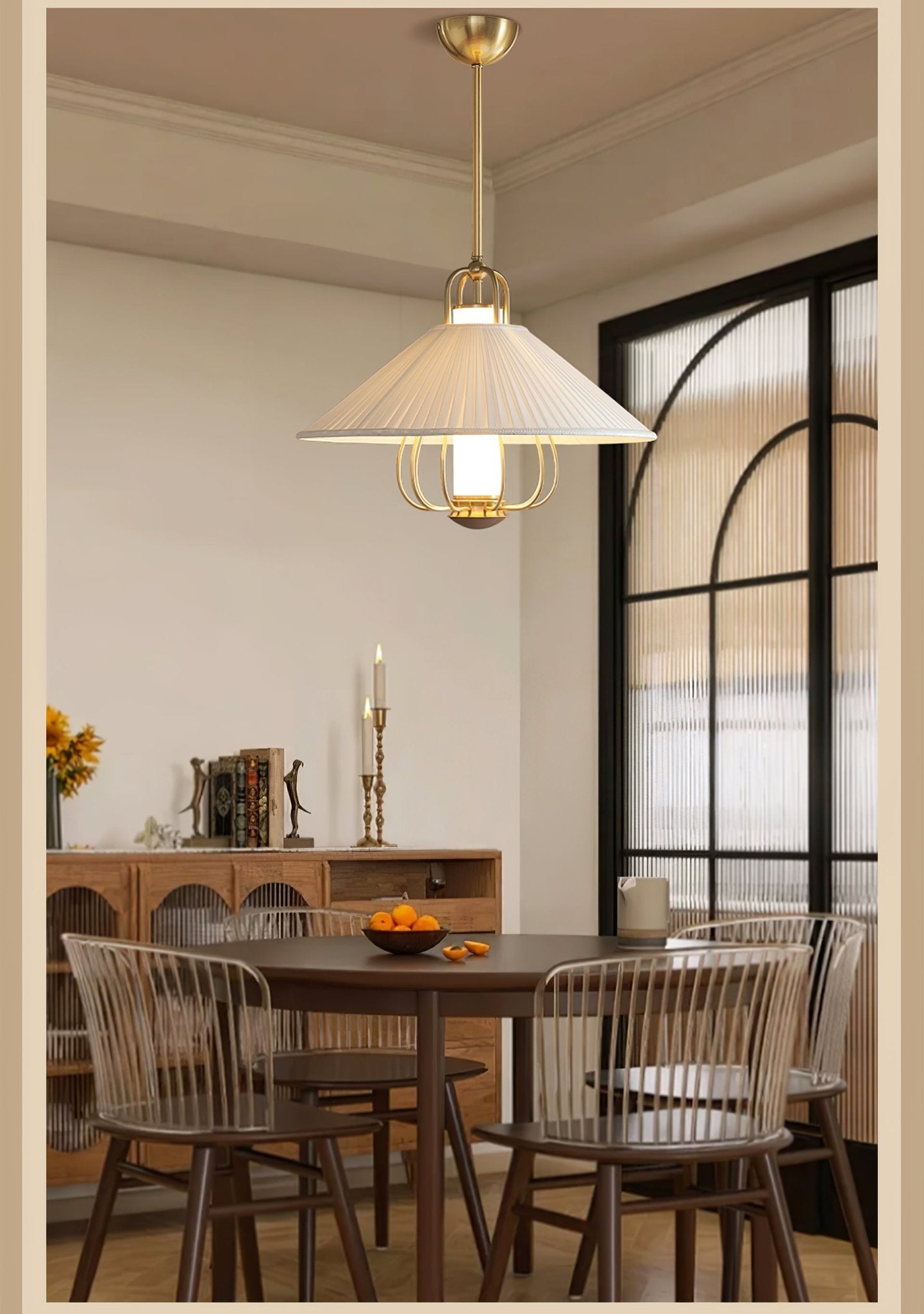 Lustra Pendelleuchte Stoff Gold-Letslighting