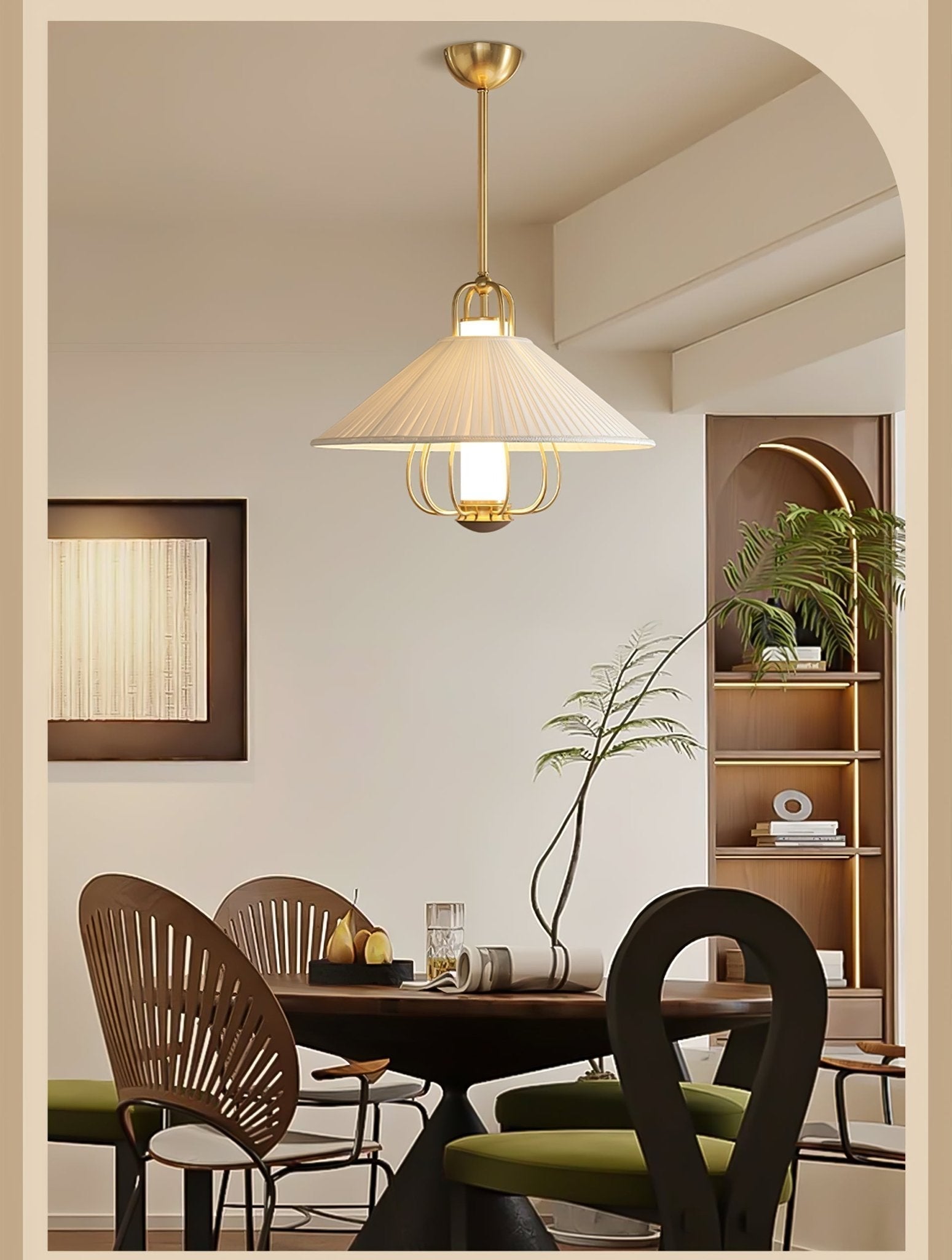 Lustra Pendelleuchte Stoff Gold-Letslighting