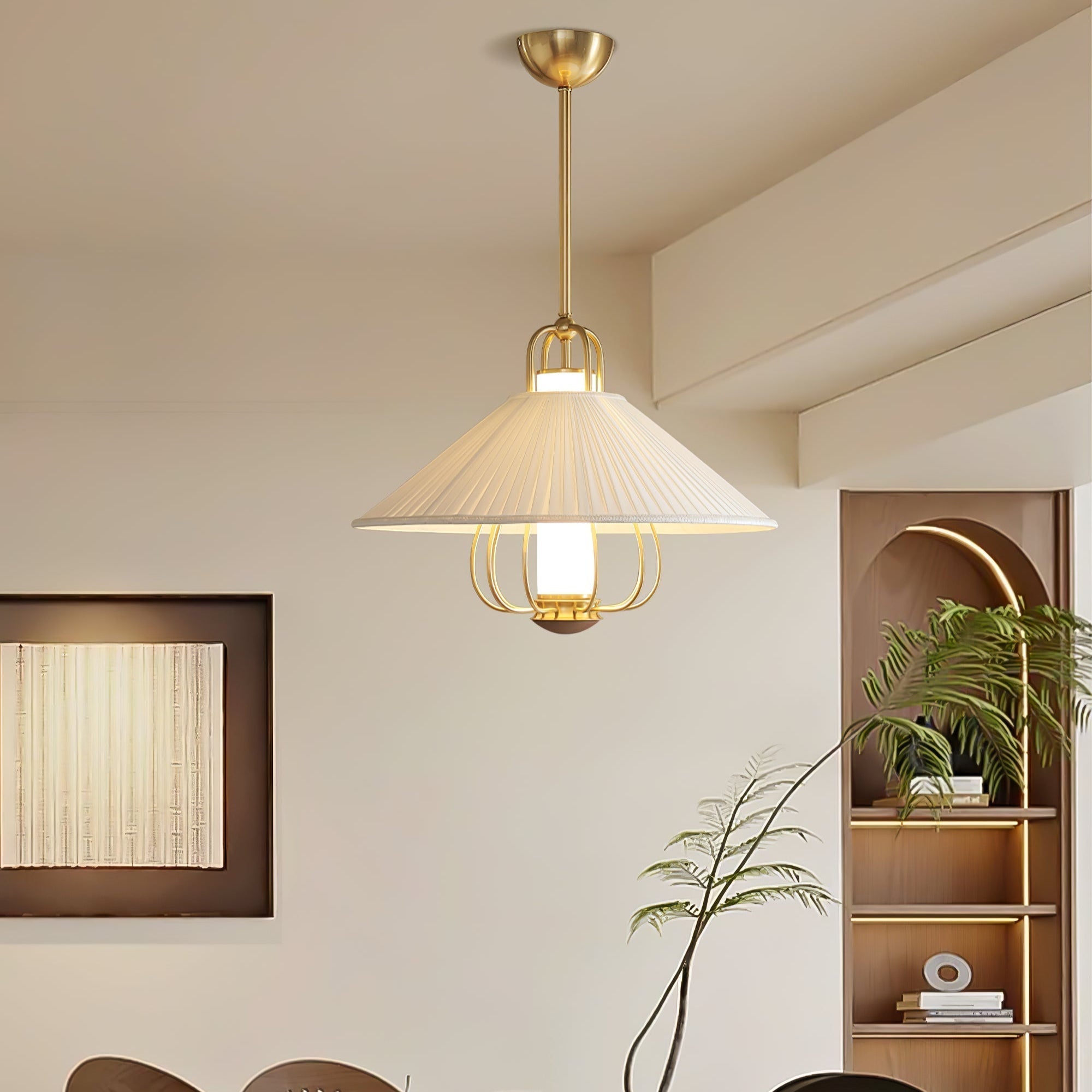 Lustra Pendelleuchte Stoff Gold-Letslighting
